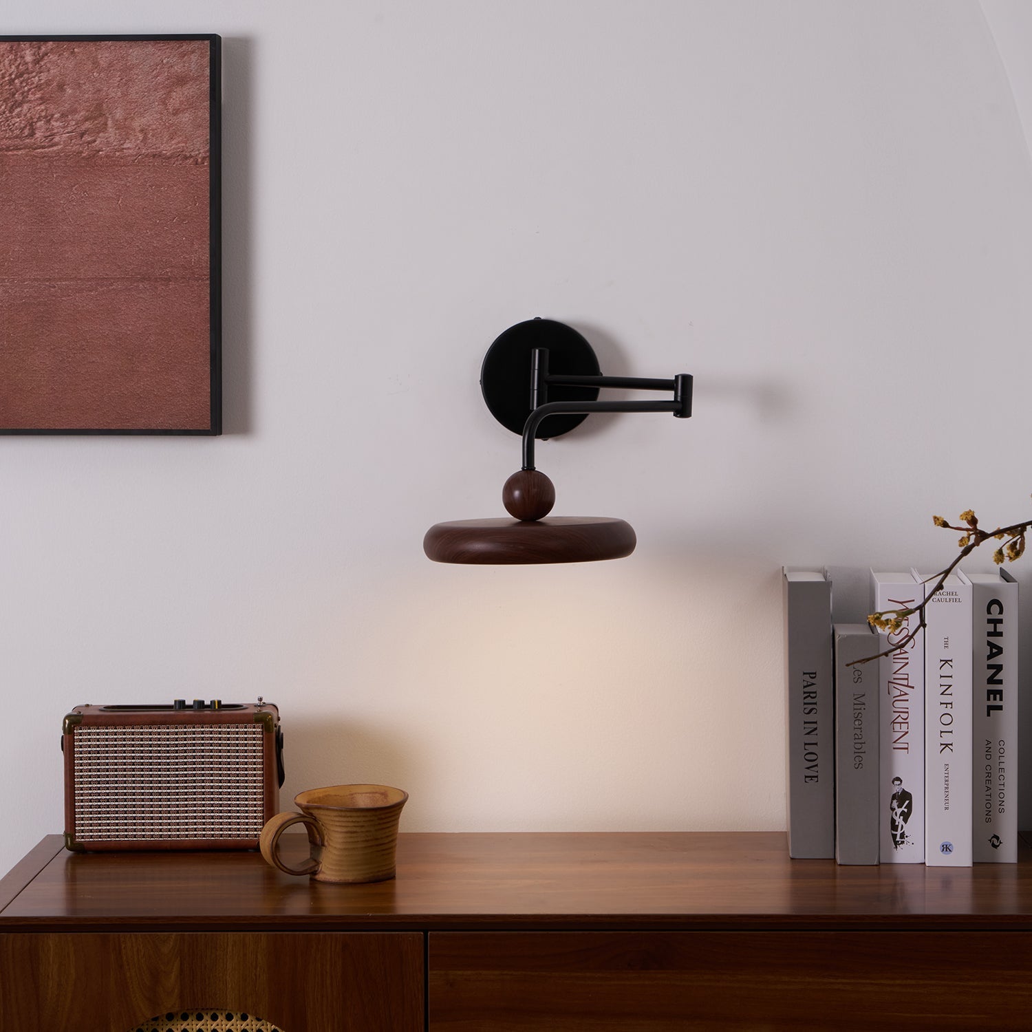 Kenshika Wooden Disc Black Wall Light - Blowlighting