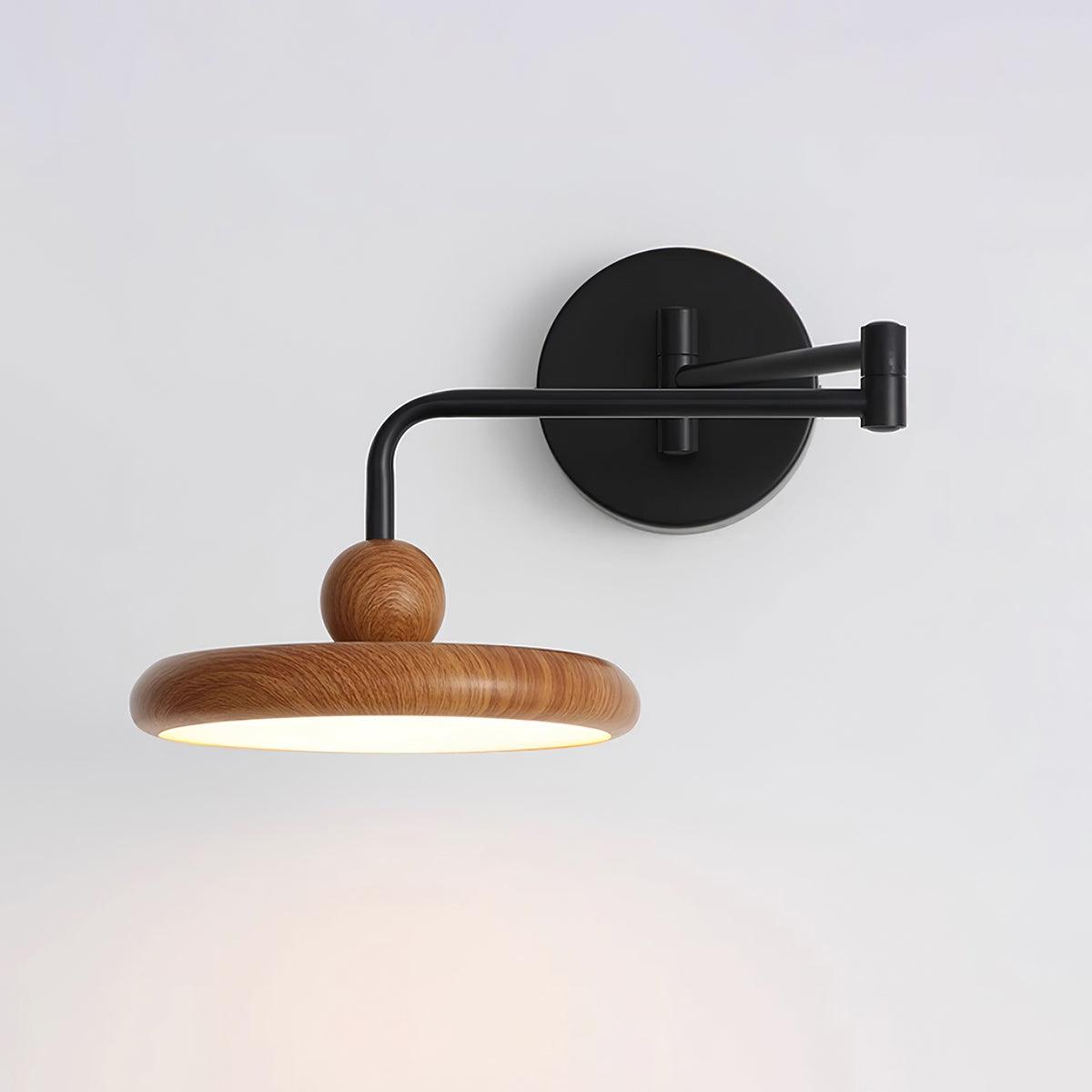 Kenshika Wooden Disc Black Wall Light - Blowlighting