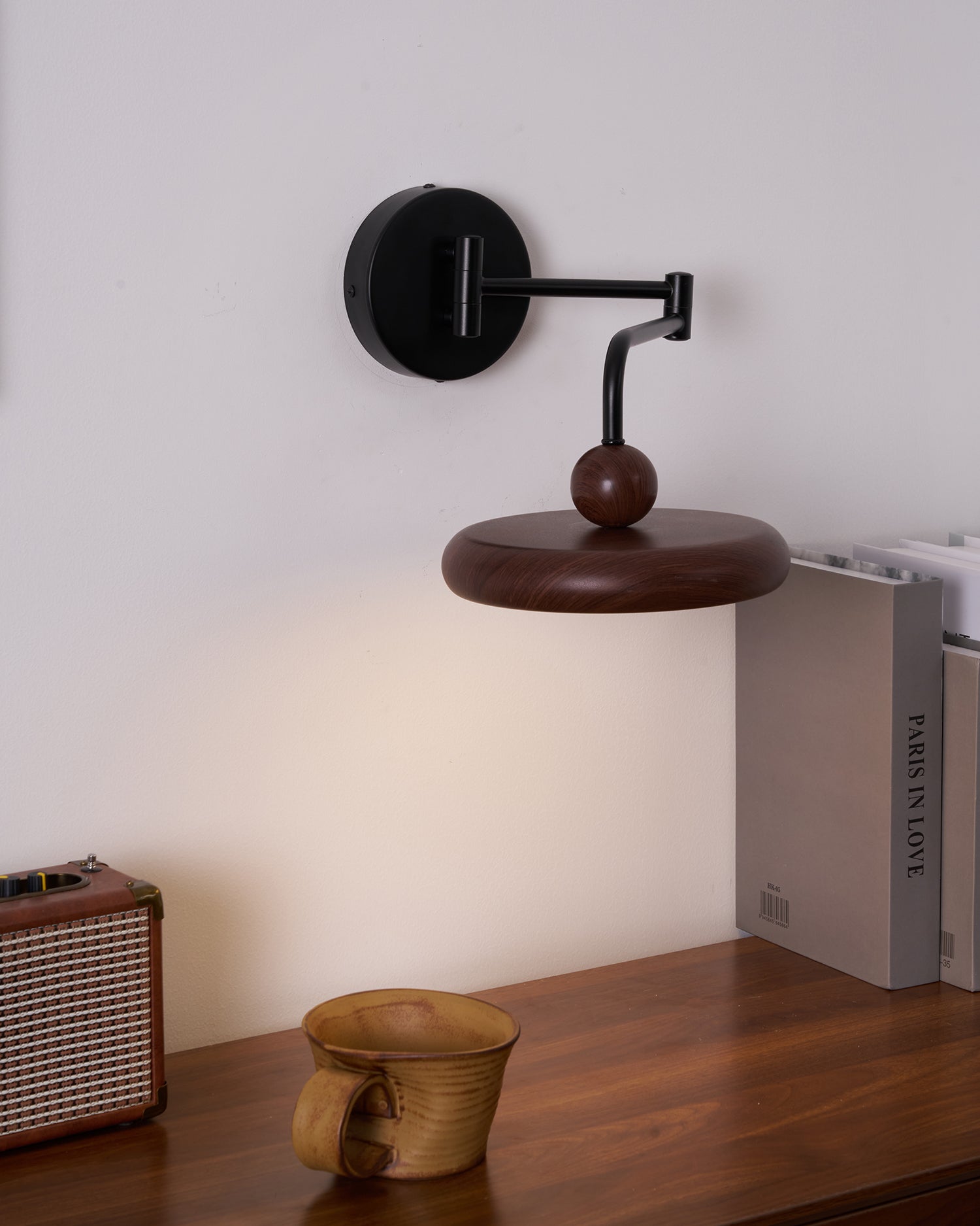 Kenshika Wooden Disc Black Wall Light - Blowlighting