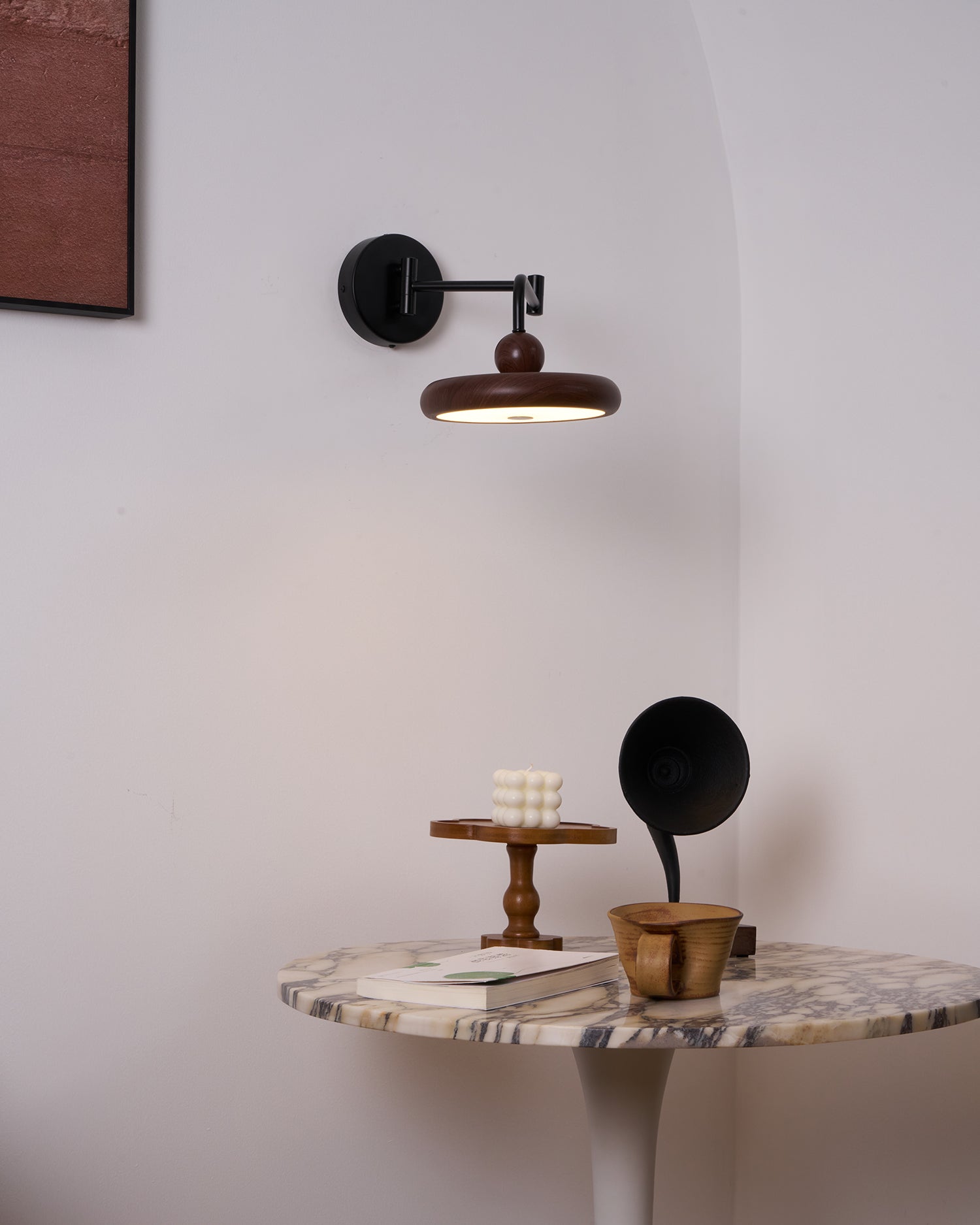 Kenshika Wooden Disc Black Wall Light - Blowlighting