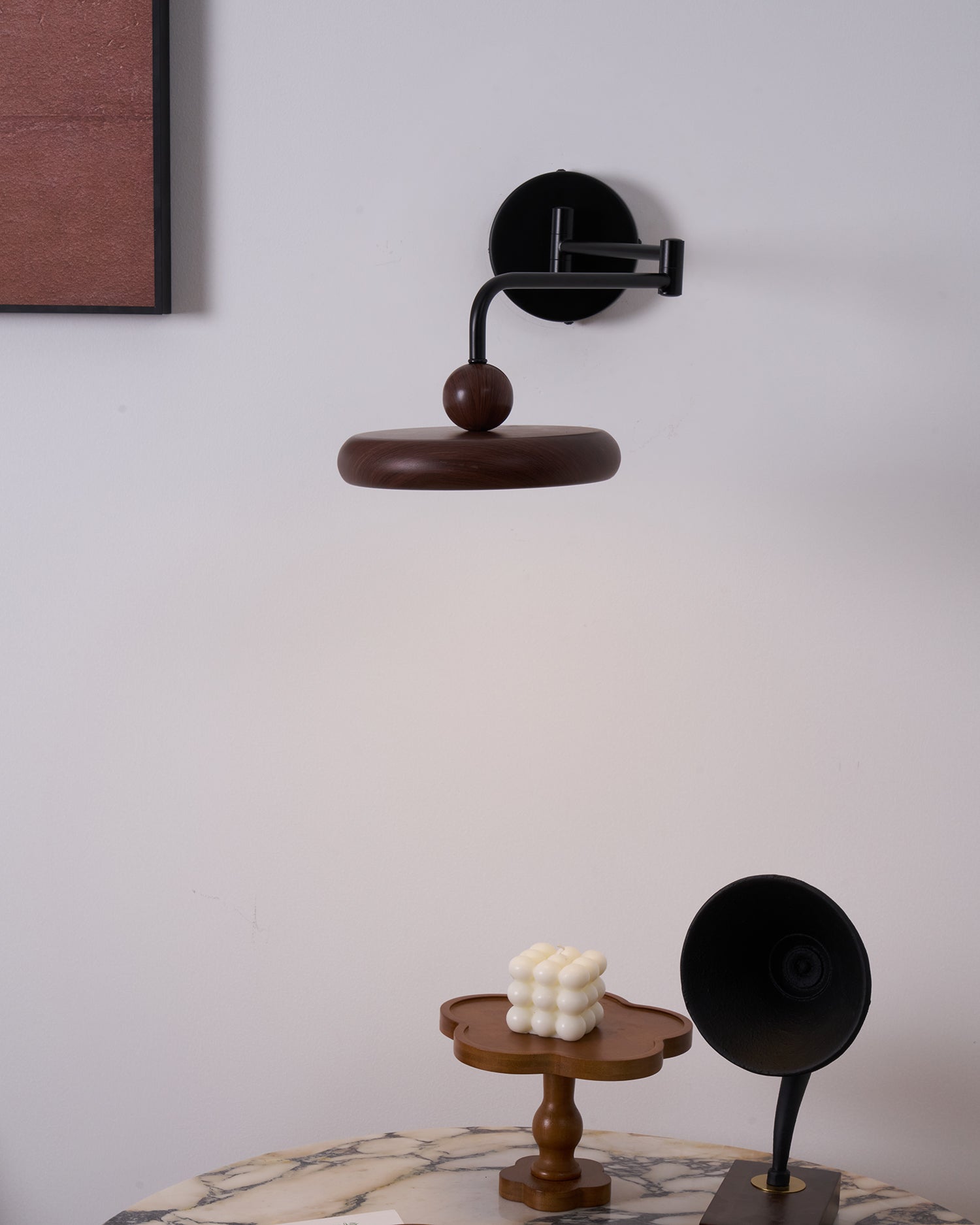 Kenshika Wooden Disc Black Wall Light - Blowlighting