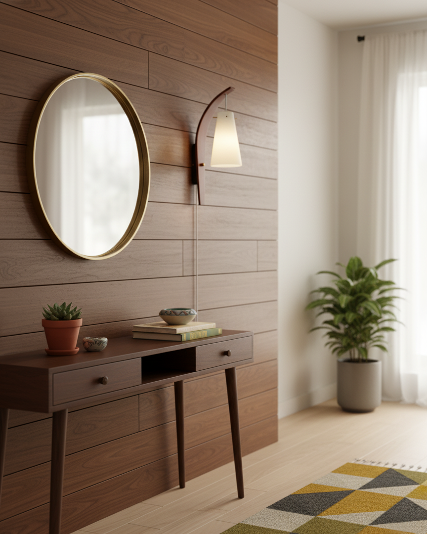 Basalt Modern Wood Plug-In Wall Lamp