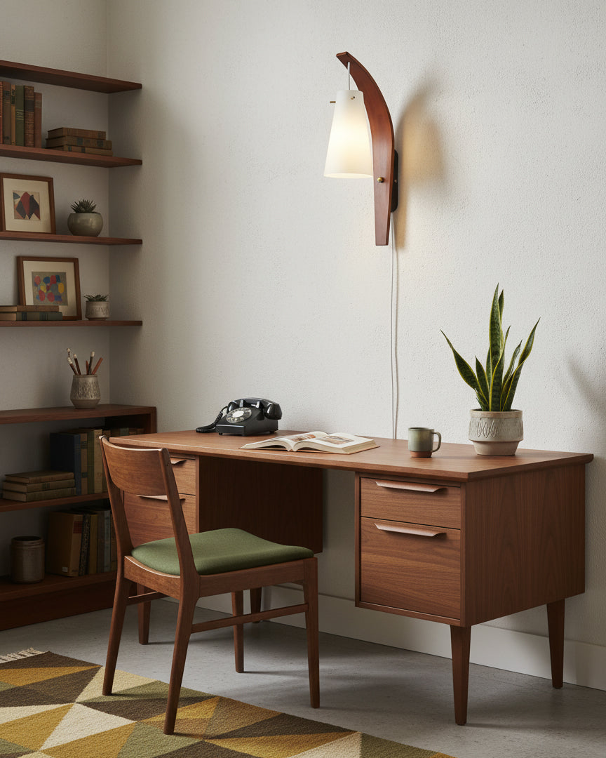 Basalt Modern Wood Plug-In Wall Lamp