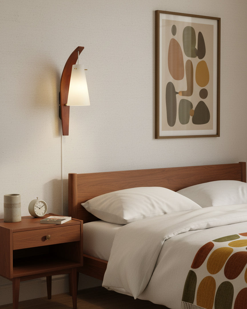 Basalt Modern Wood Plug-In Wall Lamp