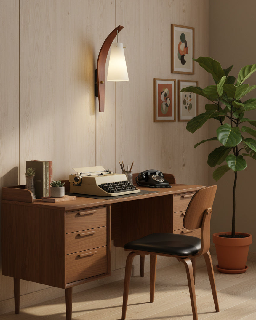 Basalt Modern Wood Plug-In Wall Lamp