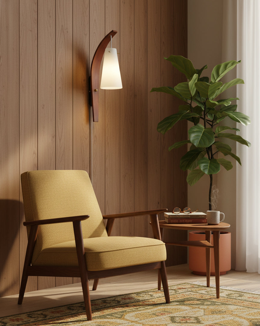 Basalt Modern Wood Plug-In Wall Lamp