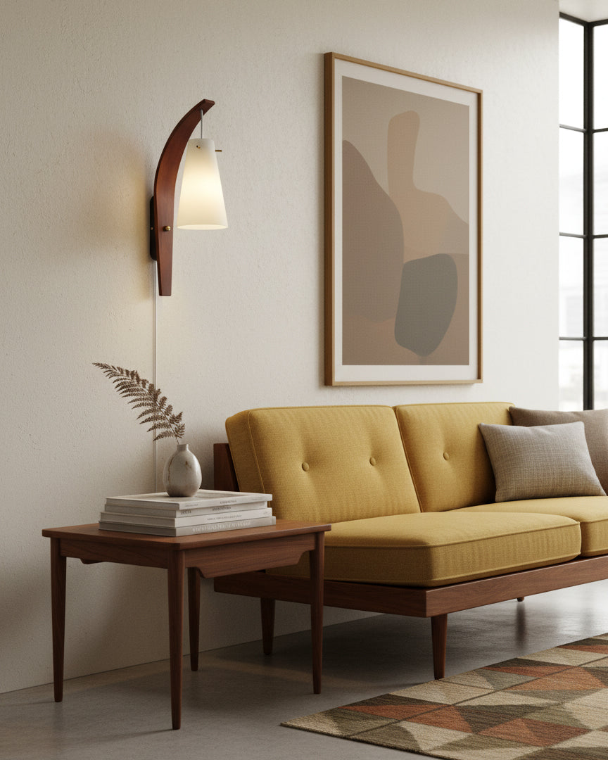 Basalt Modern Wood Plug-In Wall Lamp