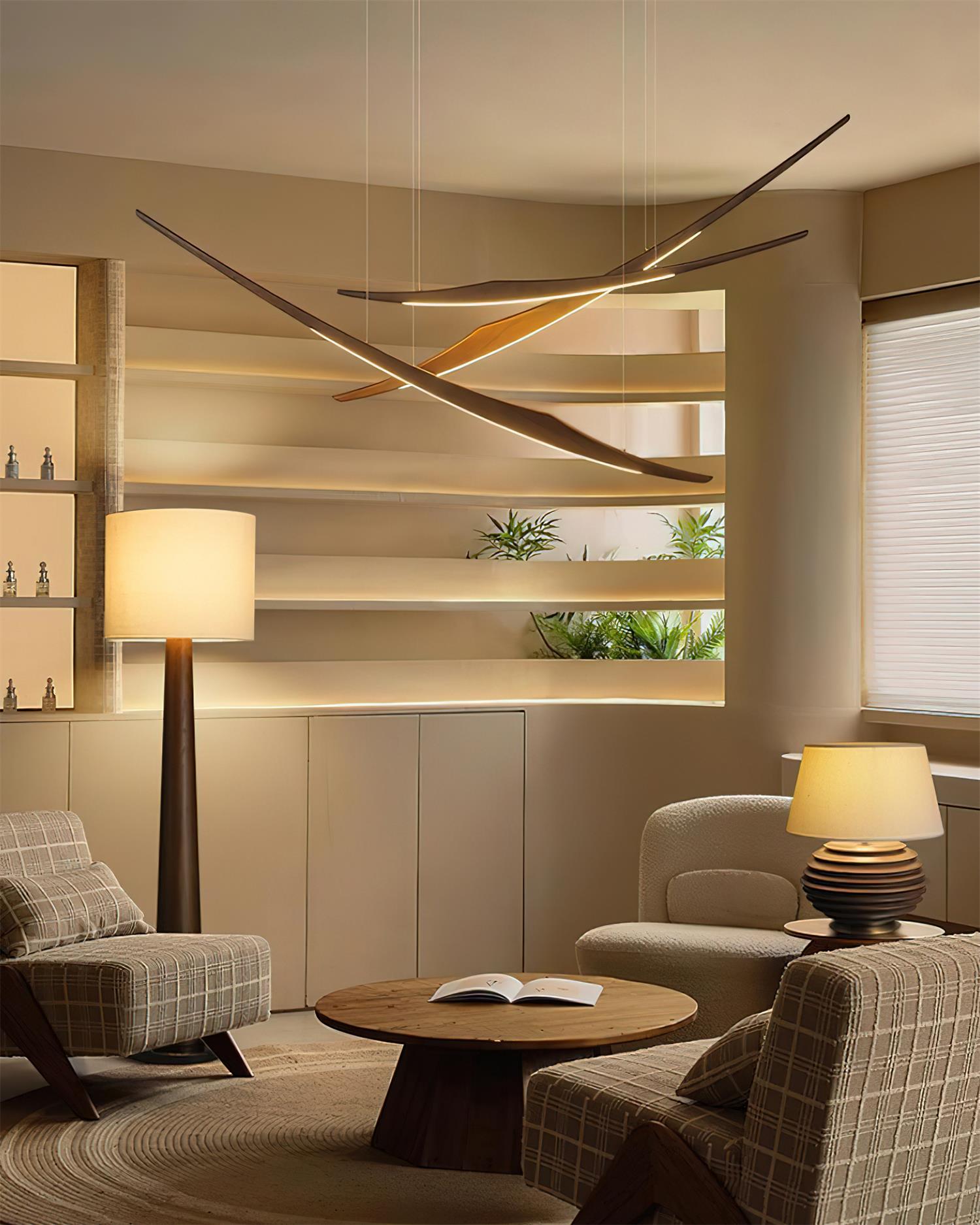 Aerilume Minimalist Wood Arc Chandelier