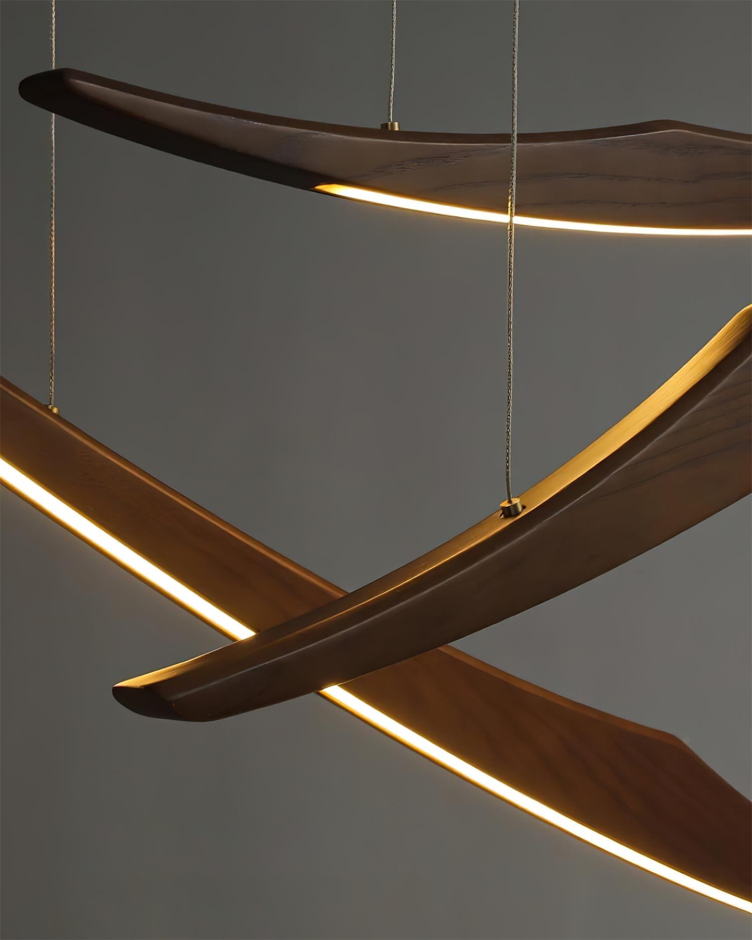 Aerilume Minimalist Wood Arc Chandelier