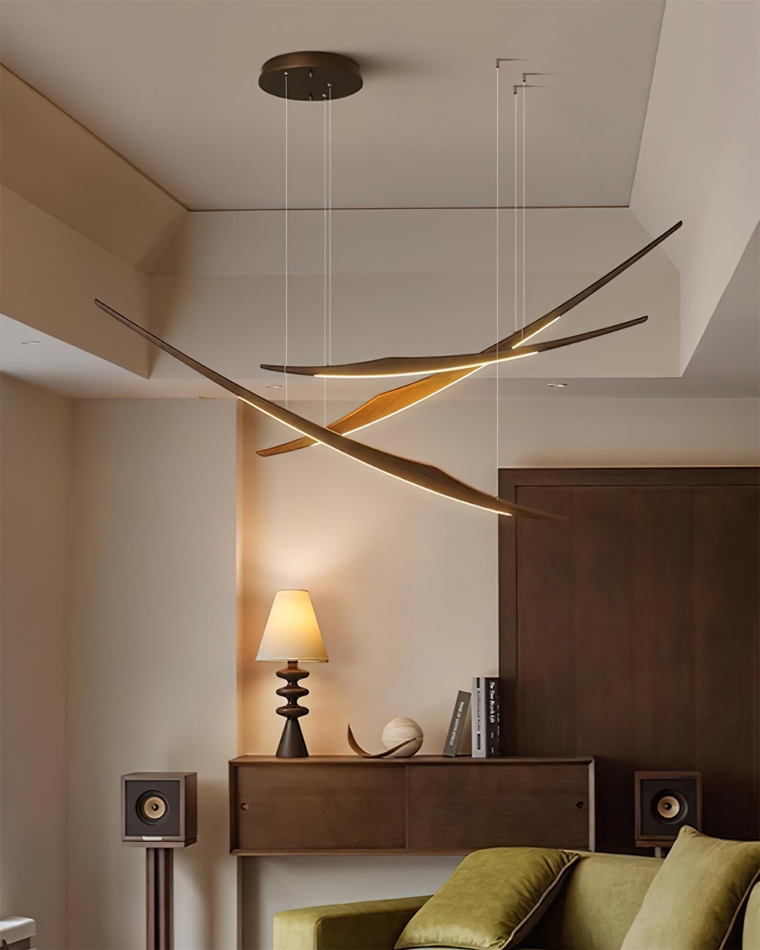 Aerilume Minimalist Wood Arc Chandelier
