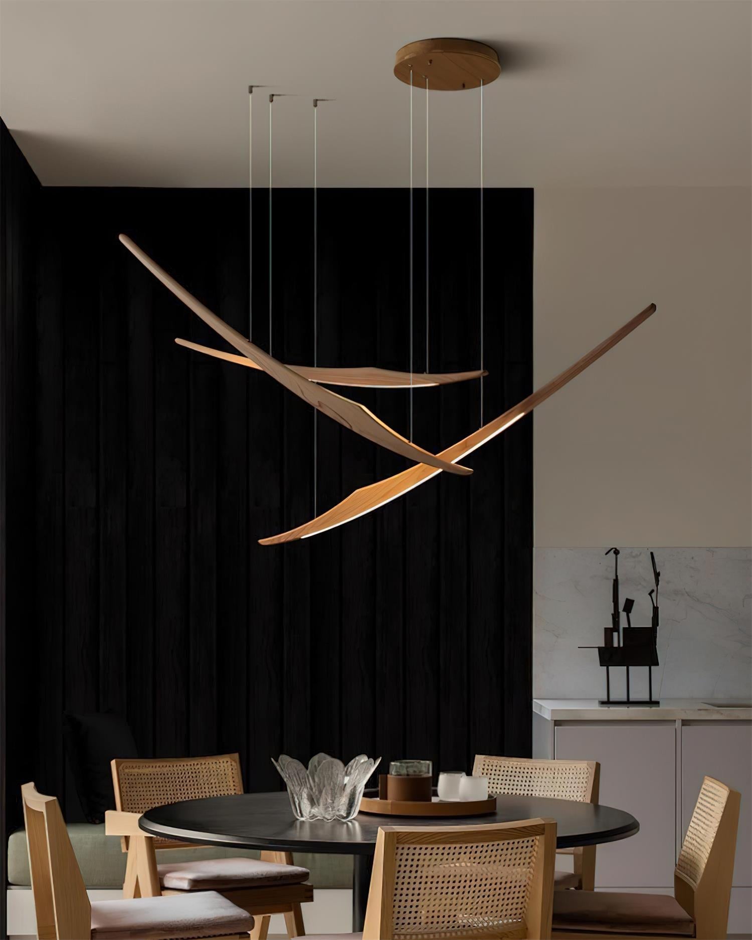 Aerilume Minimalist Wood Arc Chandelier