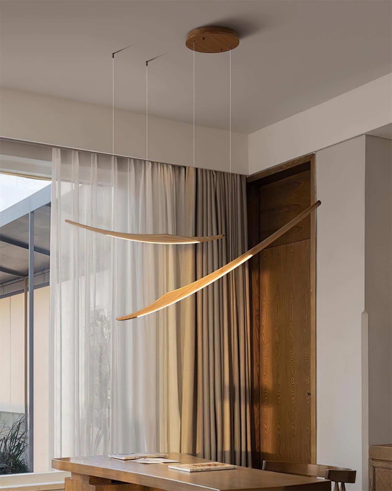 Aerilume Minimalist Wood Arc Chandelier