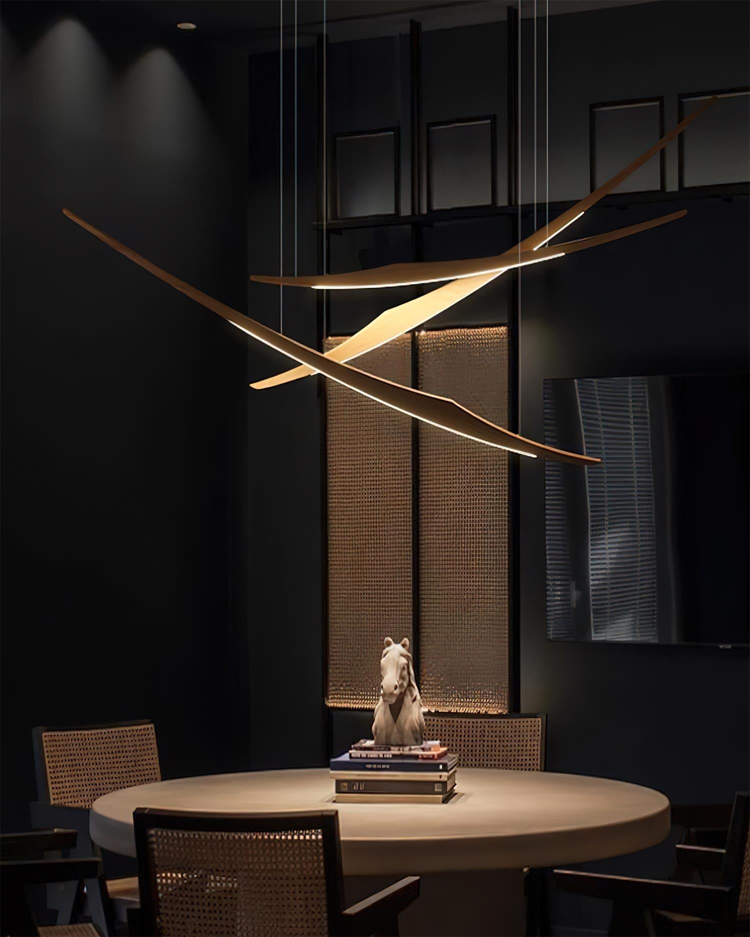 Aerilume Minimalist Wood Arc Chandelier