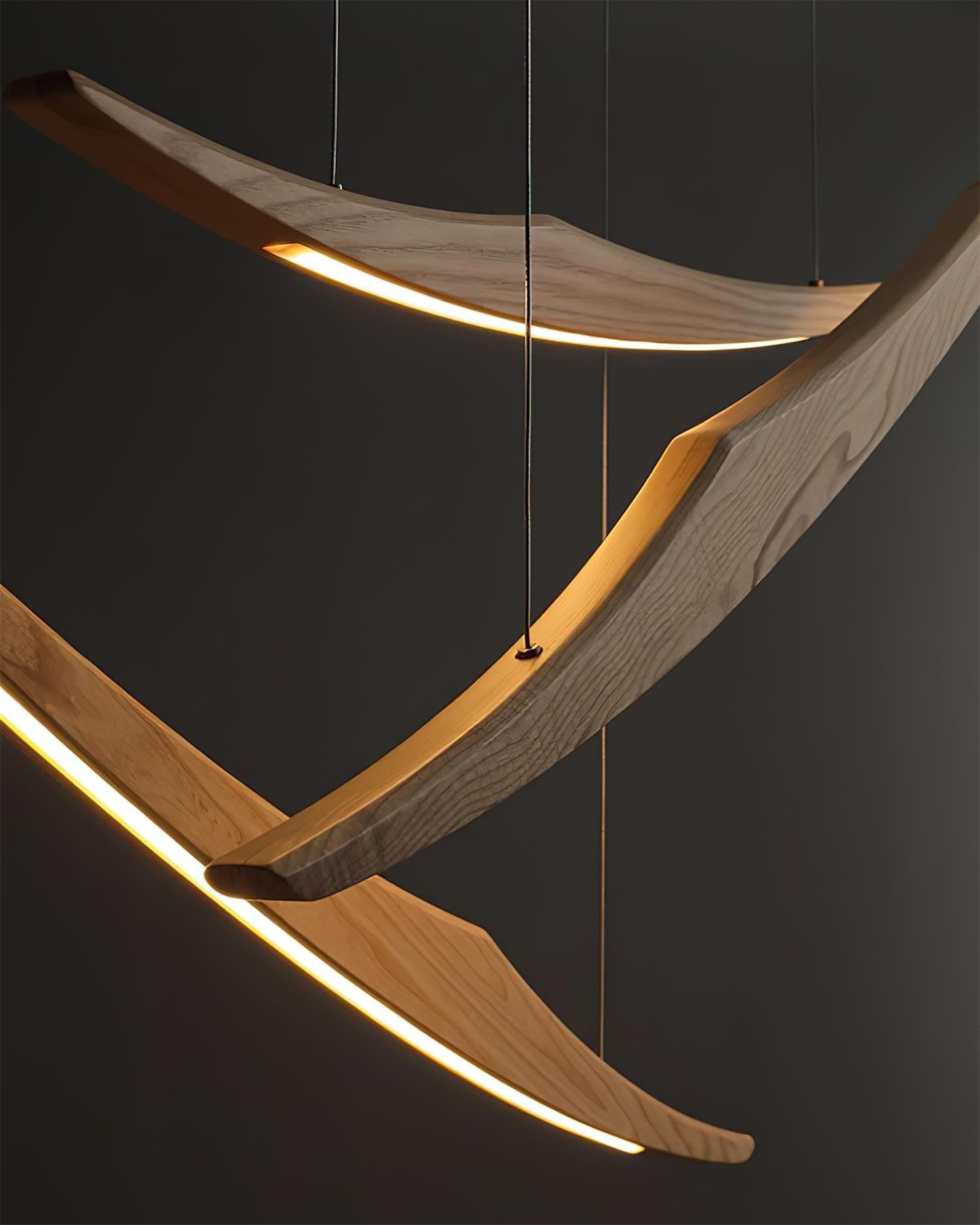 Aerilume Minimalist Wood Arc Chandelier