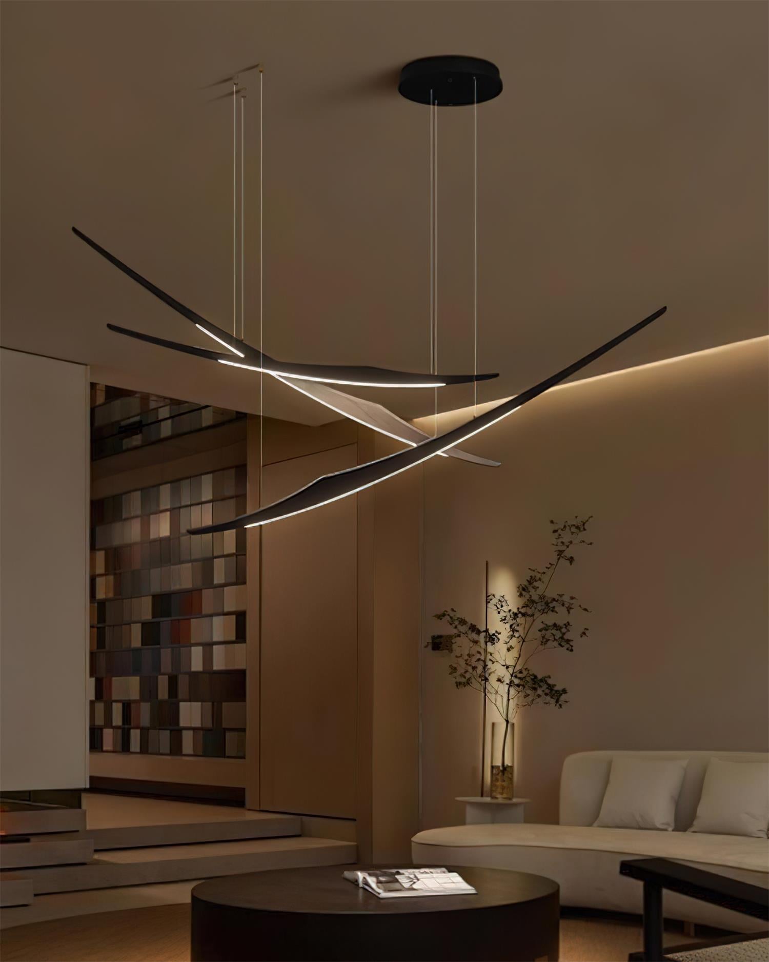 Aerilume Minimalist Wood Arc Chandelier