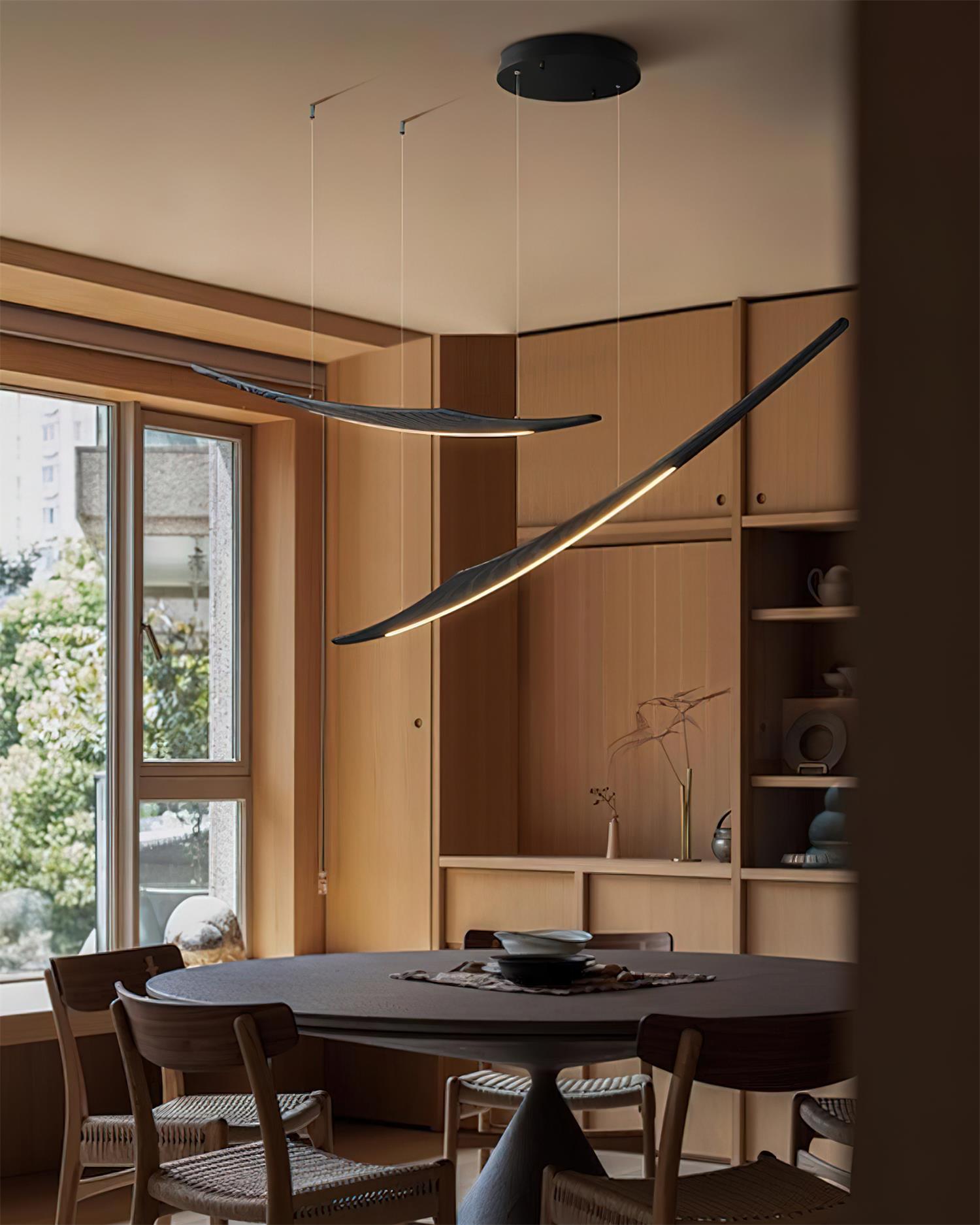 Aerilume Minimalist Wood Arc Chandelier