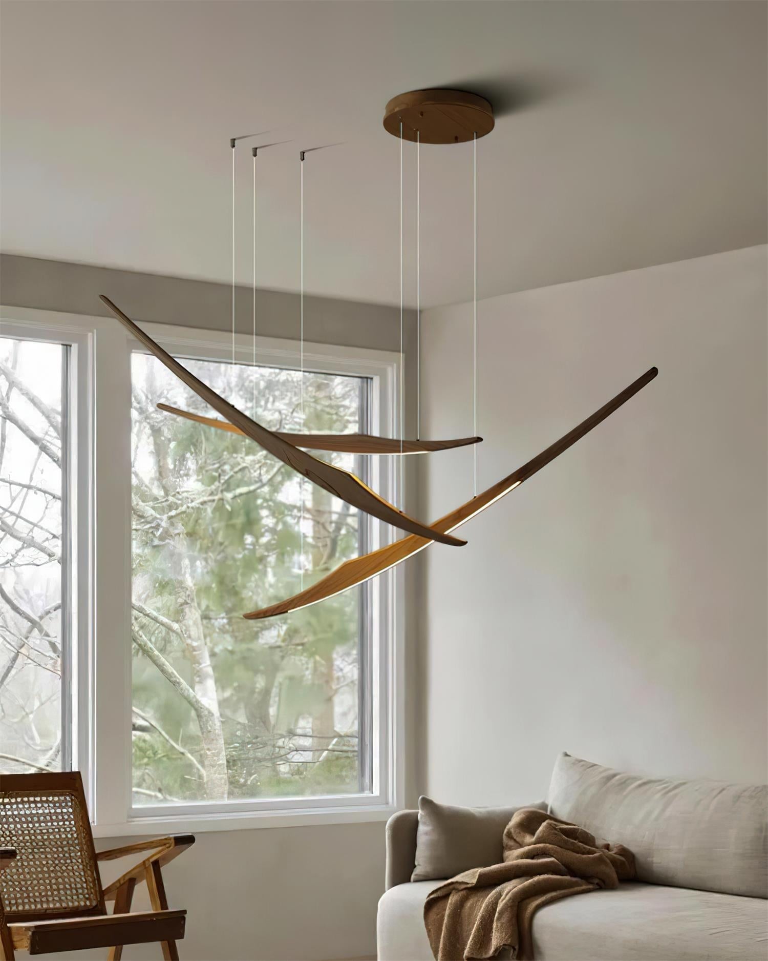 Aerilume Minimalist Wood Arc Chandelier