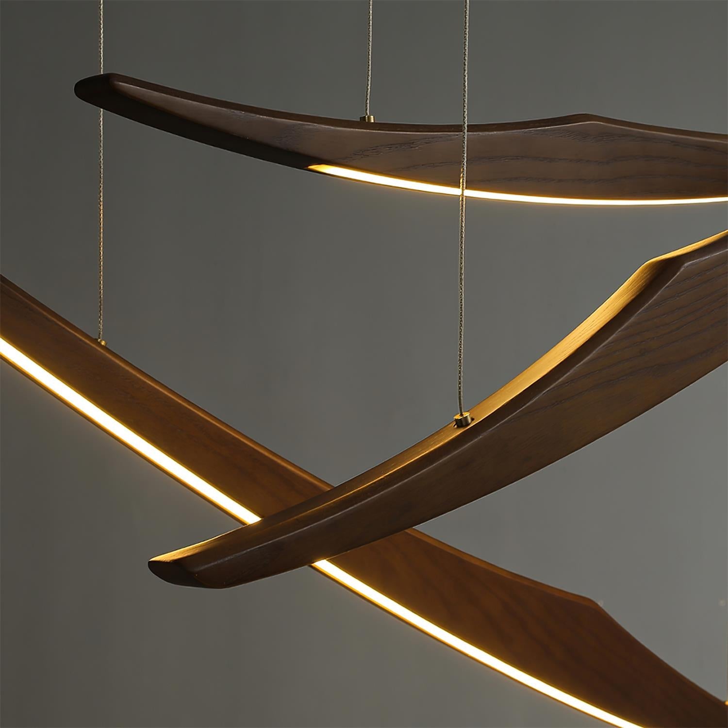 Aerilume Minimalist Wood Arc Chandelier