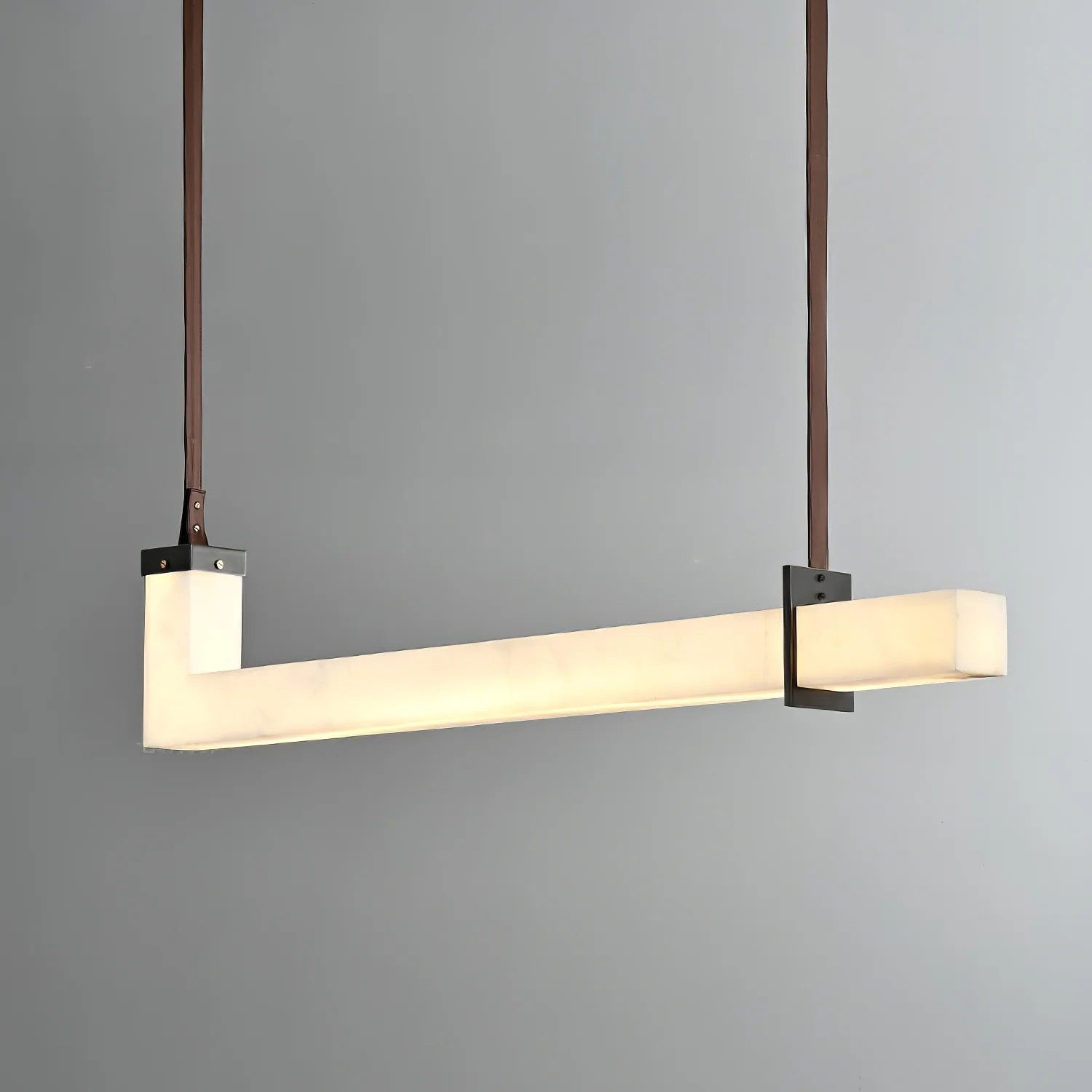 L Contemporary Copper Shaped Alabaster Pendant Light