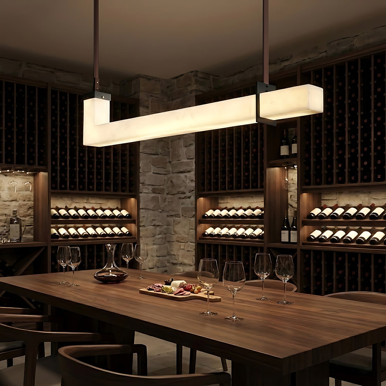 L Contemporary Copper Shaped Alabaster Pendant Light