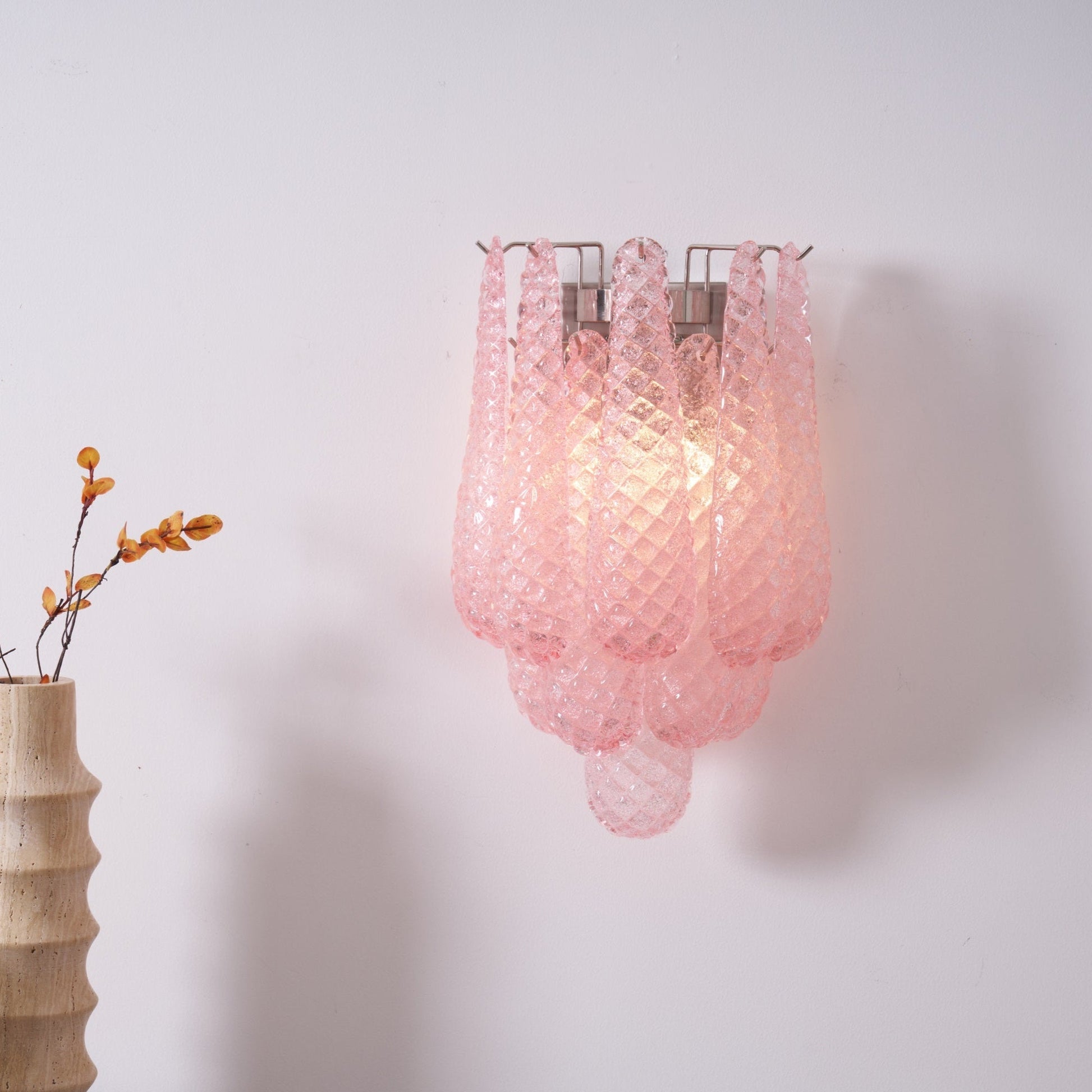 Aurora Wall Lamp Pink Teardrop Glass Floral Artistic - Blowlighting