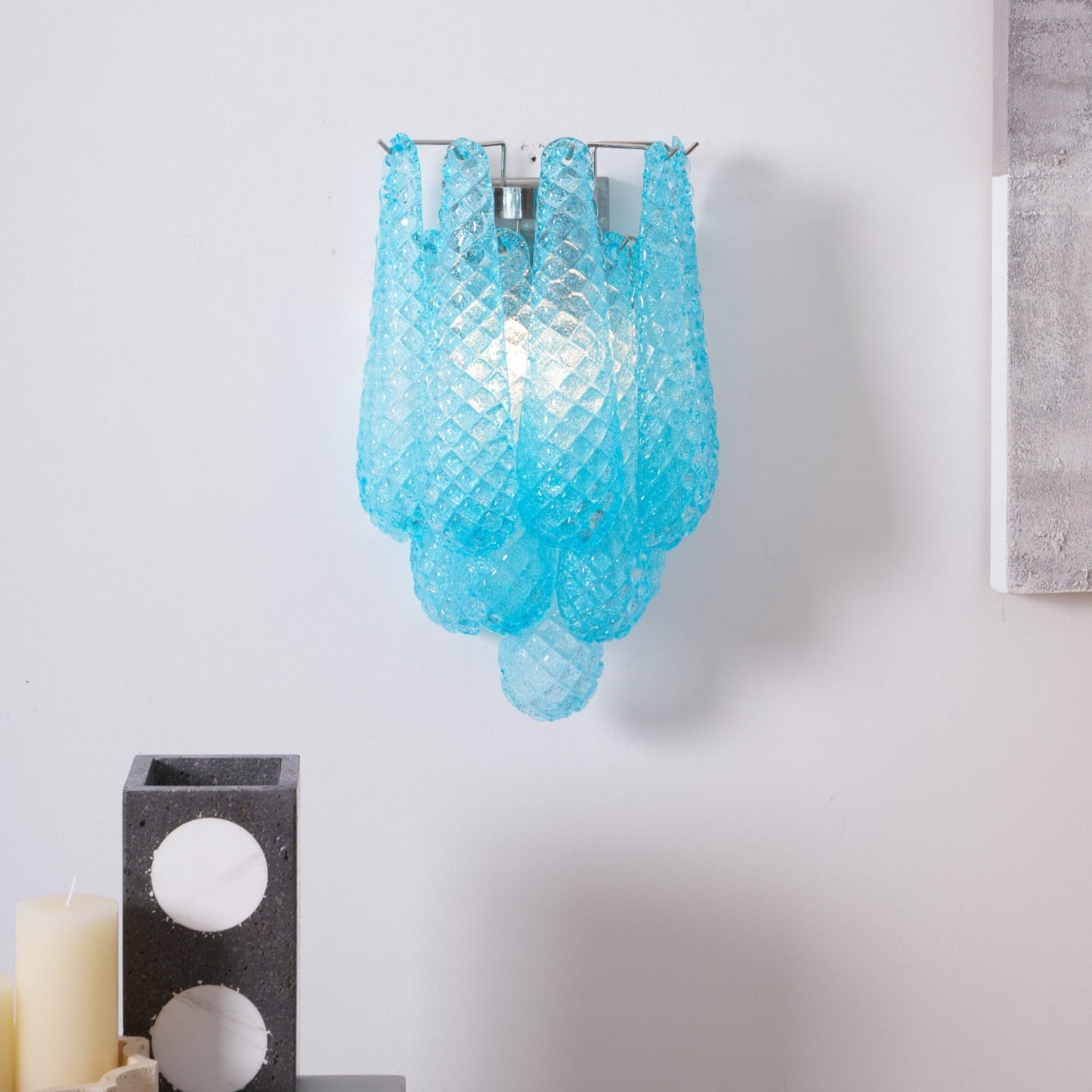 Aurora Wall Lamp Pink Teardrop Glass Floral Artistic - Blowlighting