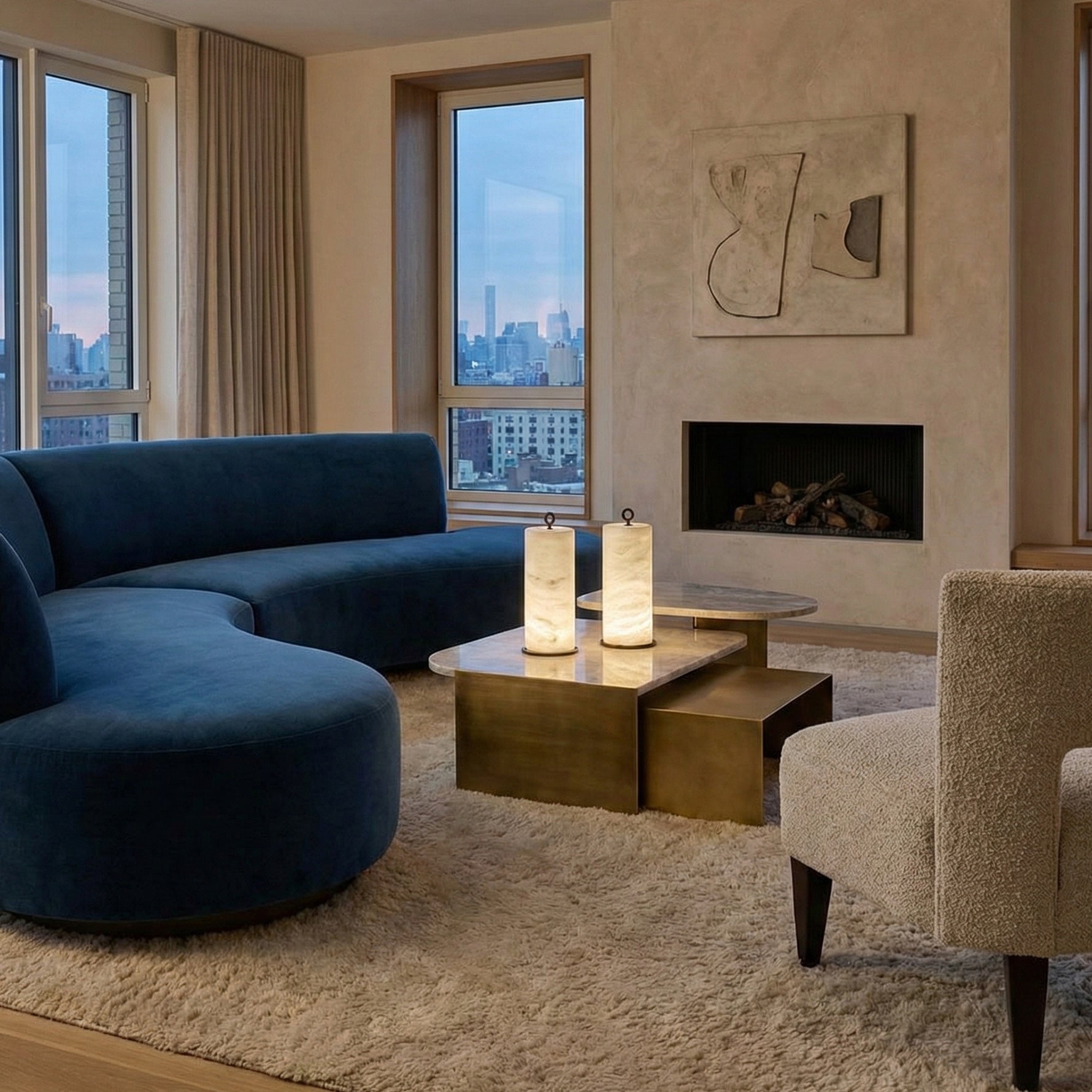 Lampa Contemporary Art Copper Desc Alabaster Table Light