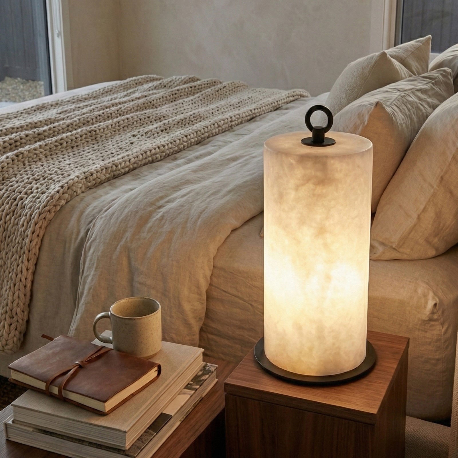 Lampa Contemporary Art Copper Desc Alabaster Table Light