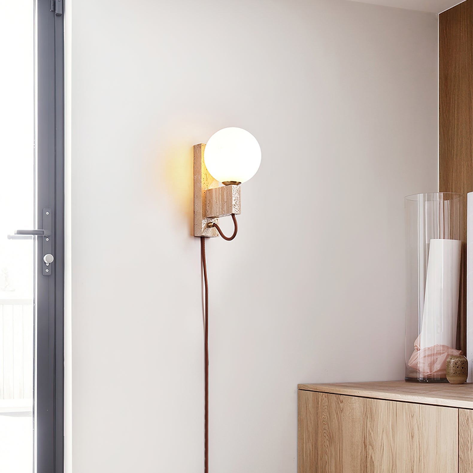 Avirae Globe-Travertine Wall Light - Blowlighting