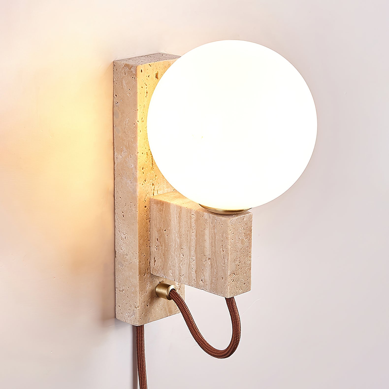 Avirae Globe-Travertine Wall Light - Blowlighting