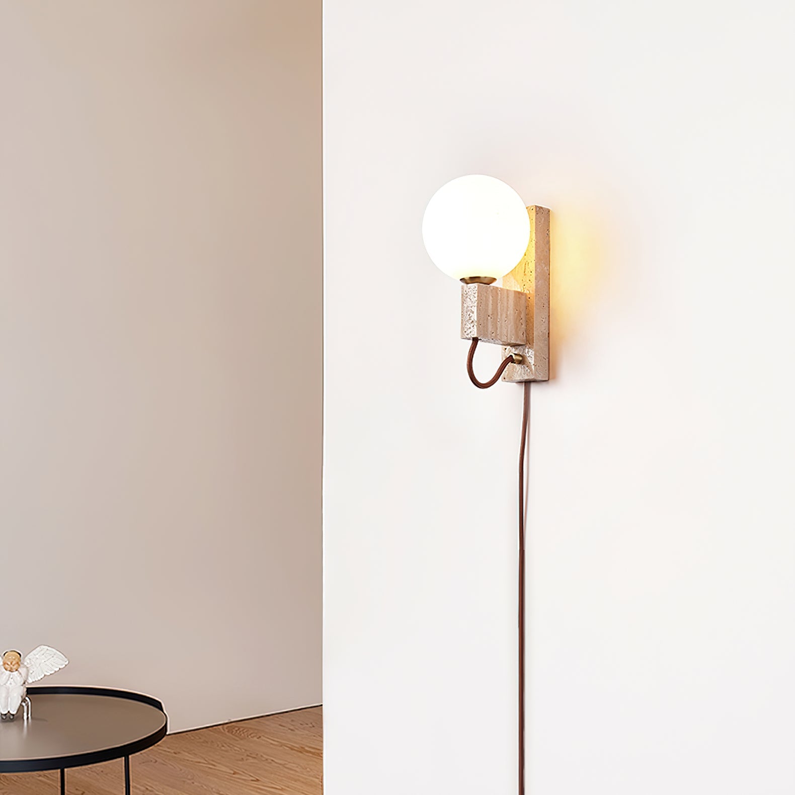 Avirae Globe-Travertine Wall Light - Blowlighting