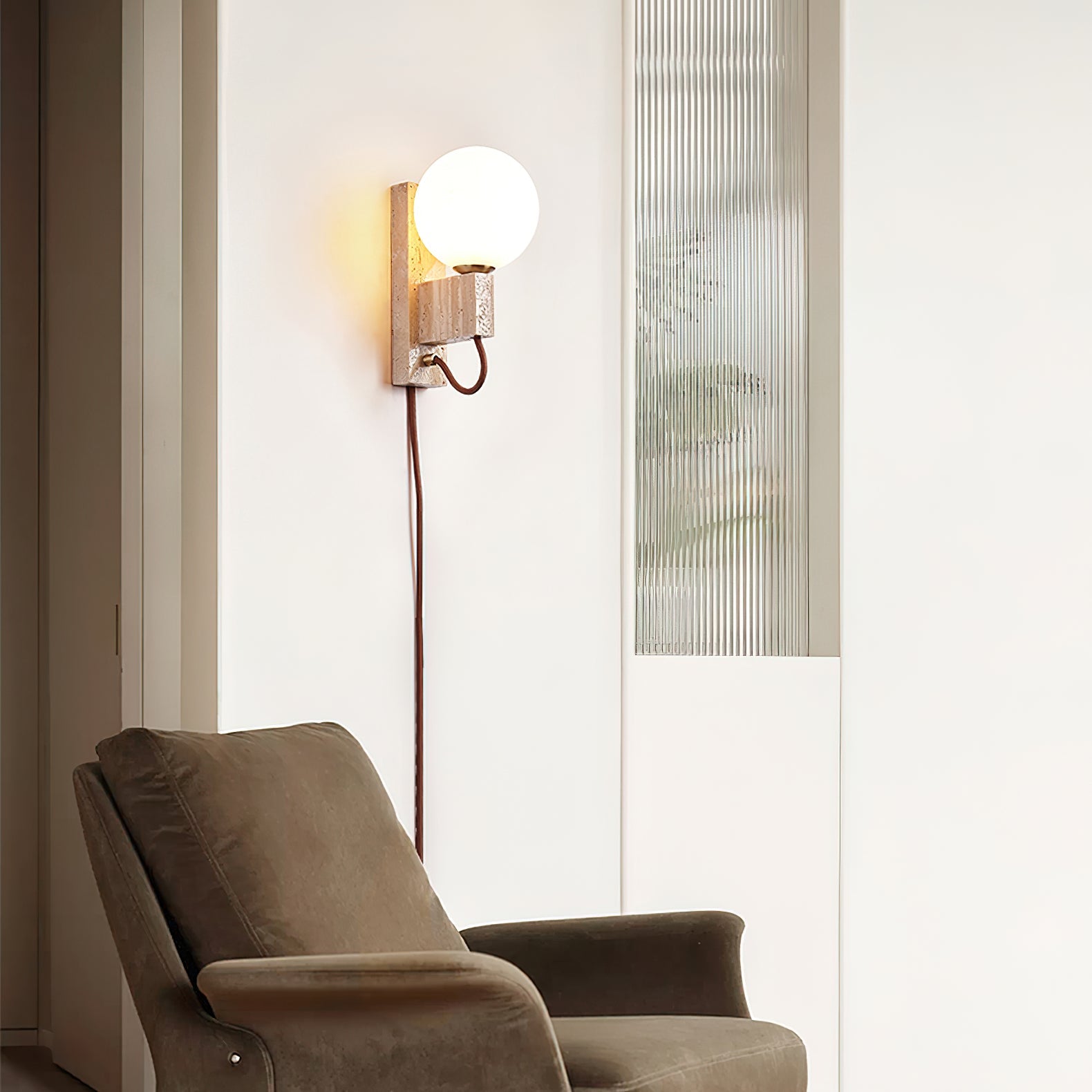 Avirae Globe-Travertine Wall Light - Blowlighting