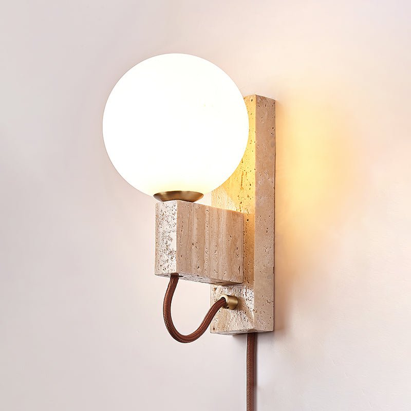 Avirae Globe-Travertine Wall Light - Blowlighting