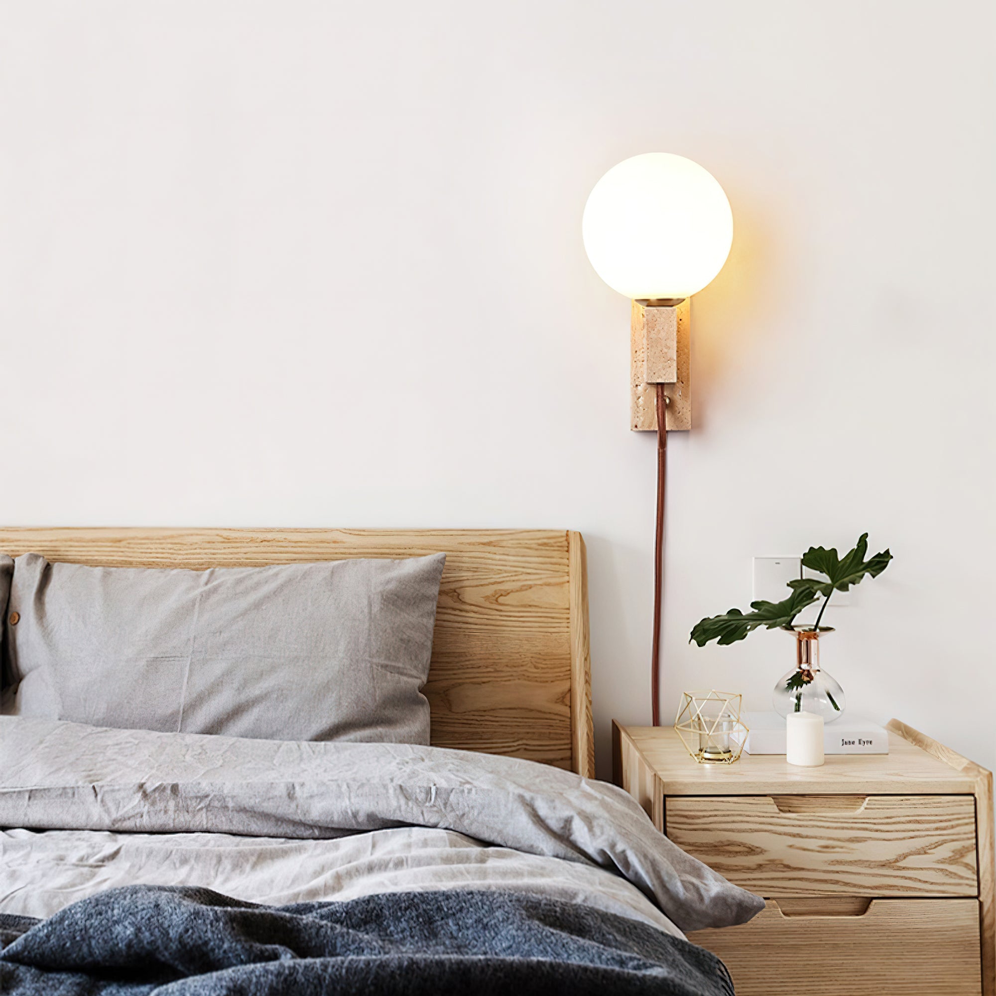 Avirae Globe-Travertine Wall Light - Blowlighting