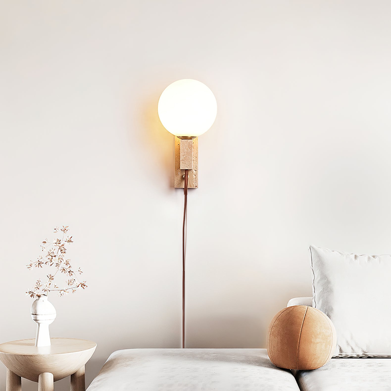 Avirae Globe-Travertine Wall Light - Blowlighting