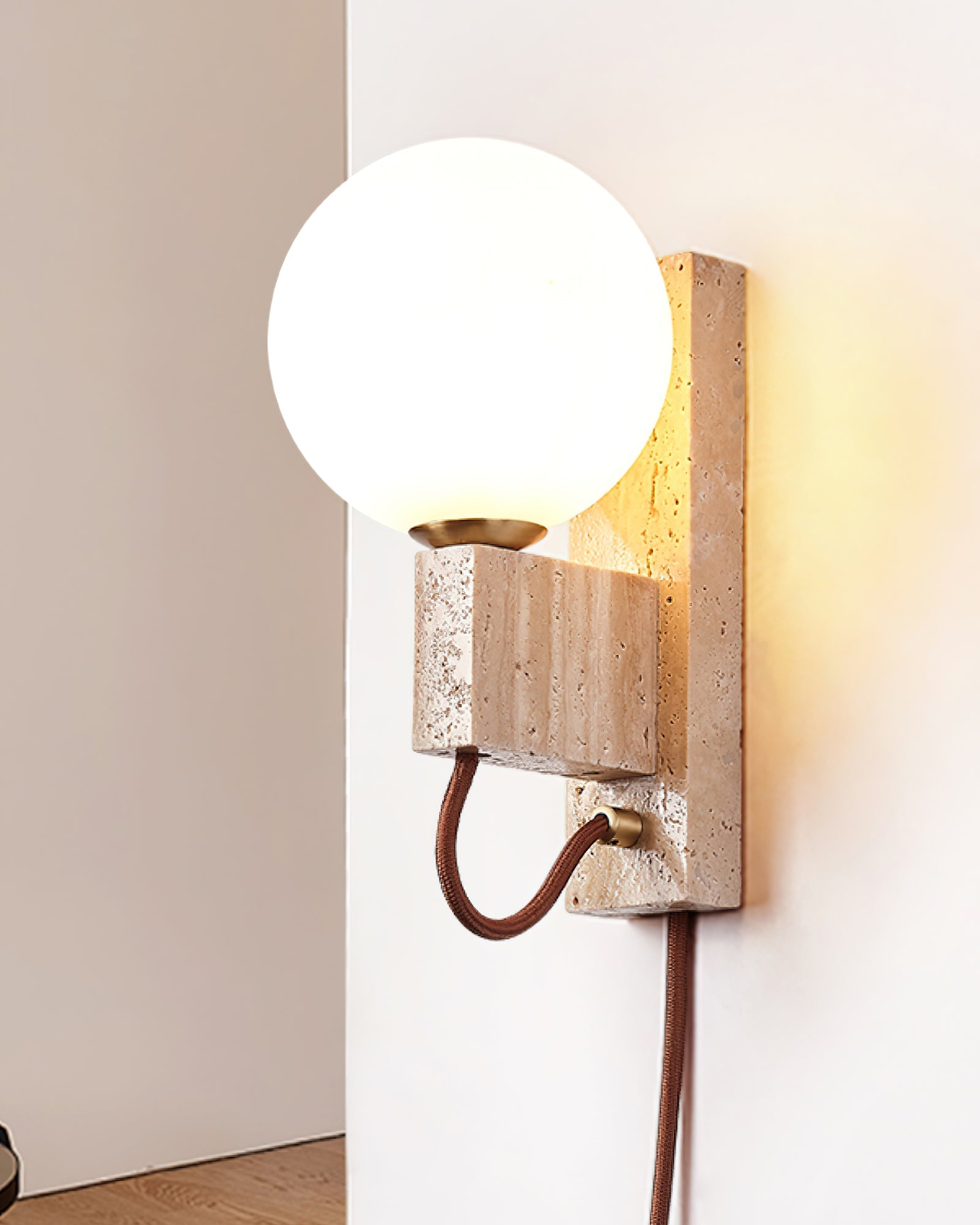 Avirae Globe-Travertine Wall Light - Blowlighting