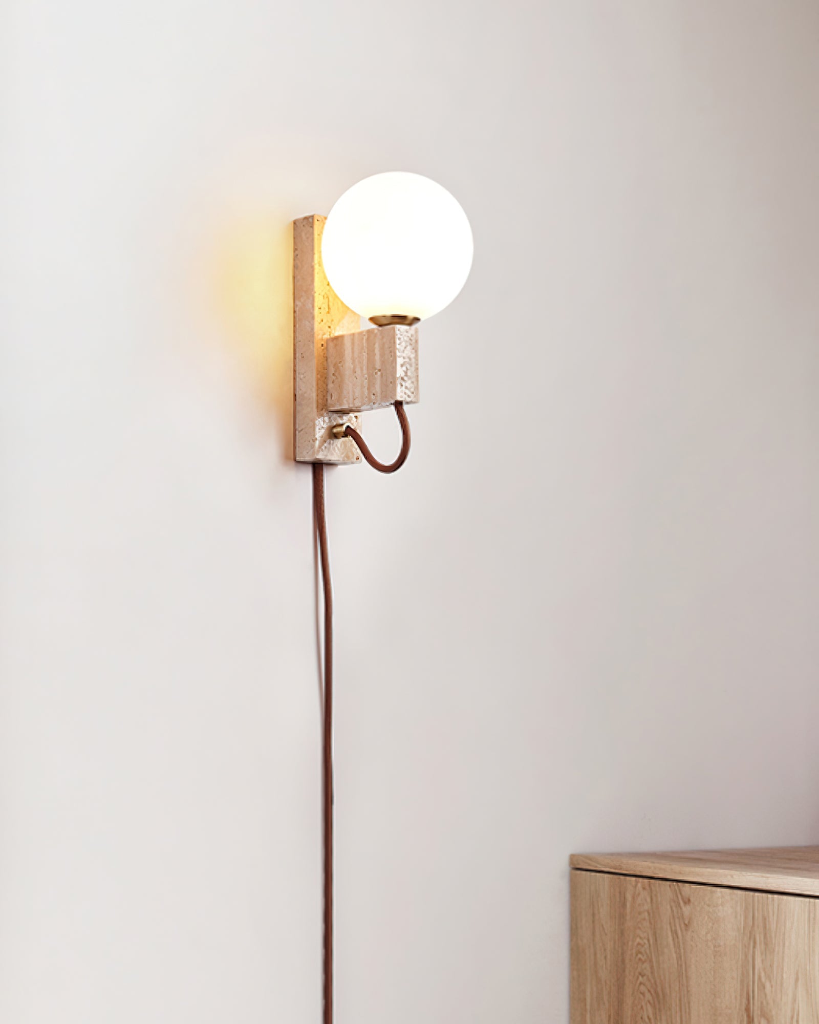 Avirae Globe-Travertine Wall Light - Blowlighting