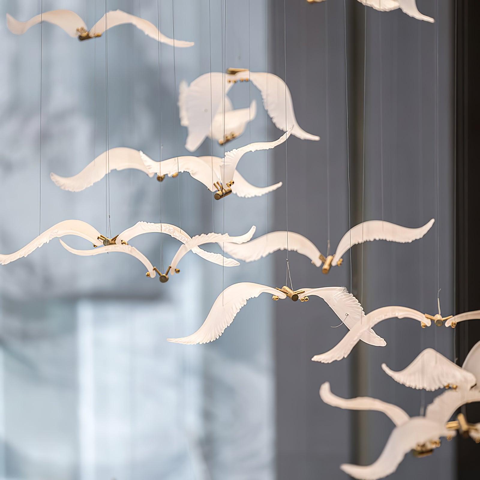 Acariel Luxury Large Seagull Glass Metal Chandelier - Blowlighting