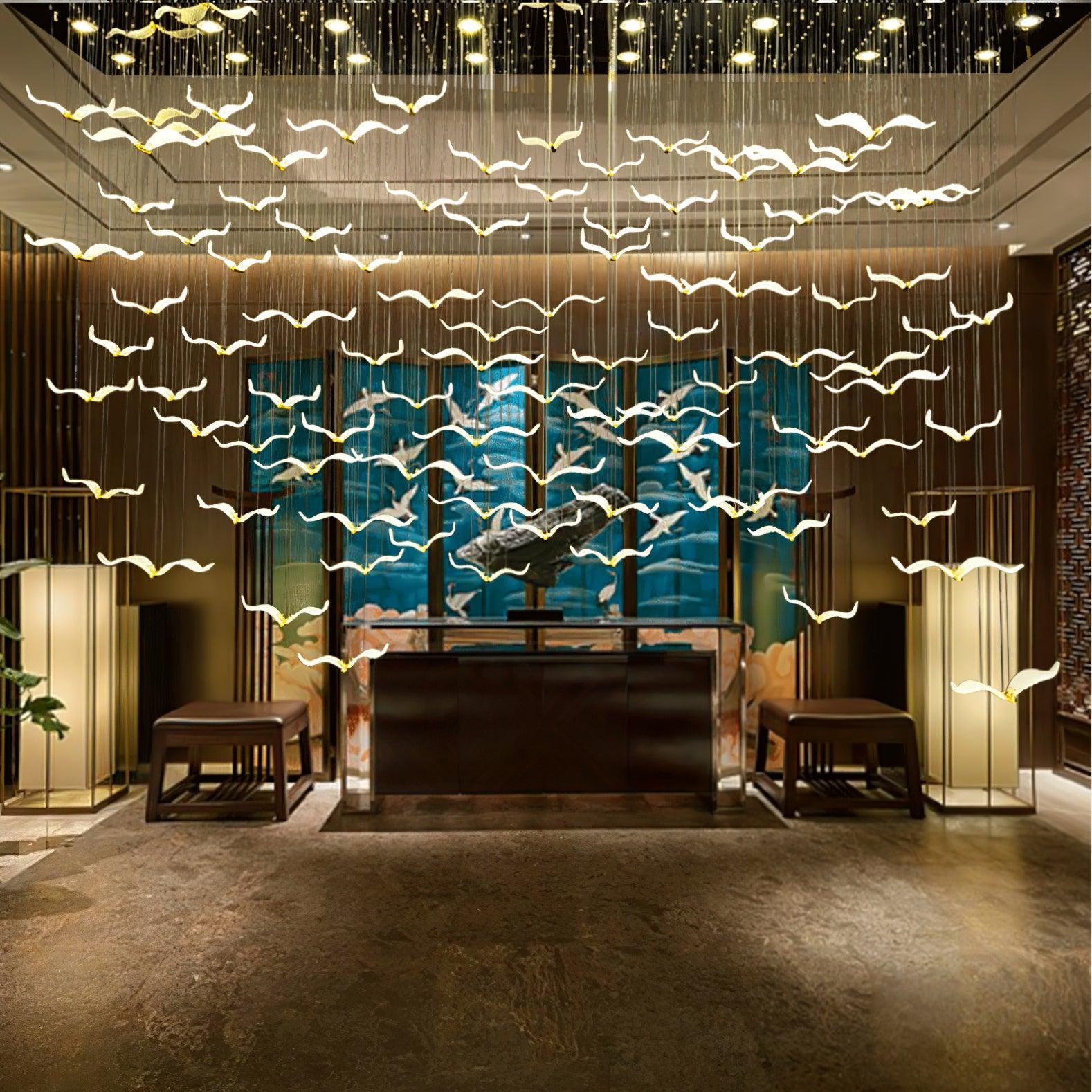 Acariel Luxury Large Seagull Glass Metal Chandelier - Blowlighting