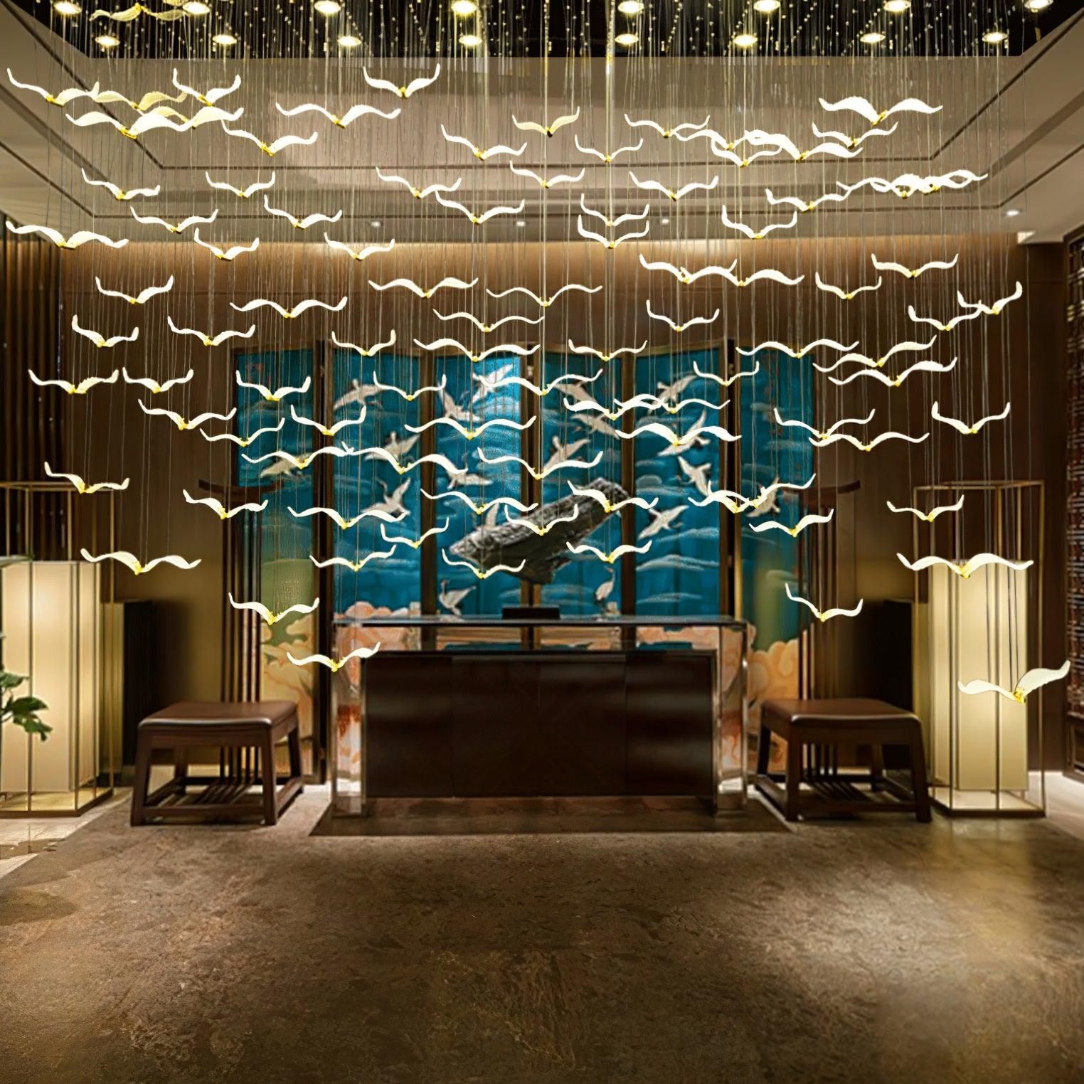 Acariel Luxury Large Seagull Glass Metal Chandelier - Blowlighting