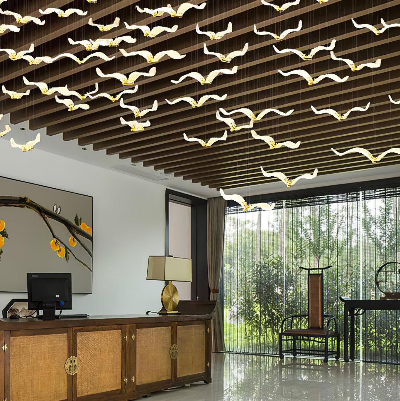 Acariel Luxury Large Seagull Glass Metal Chandelier - Blowlighting