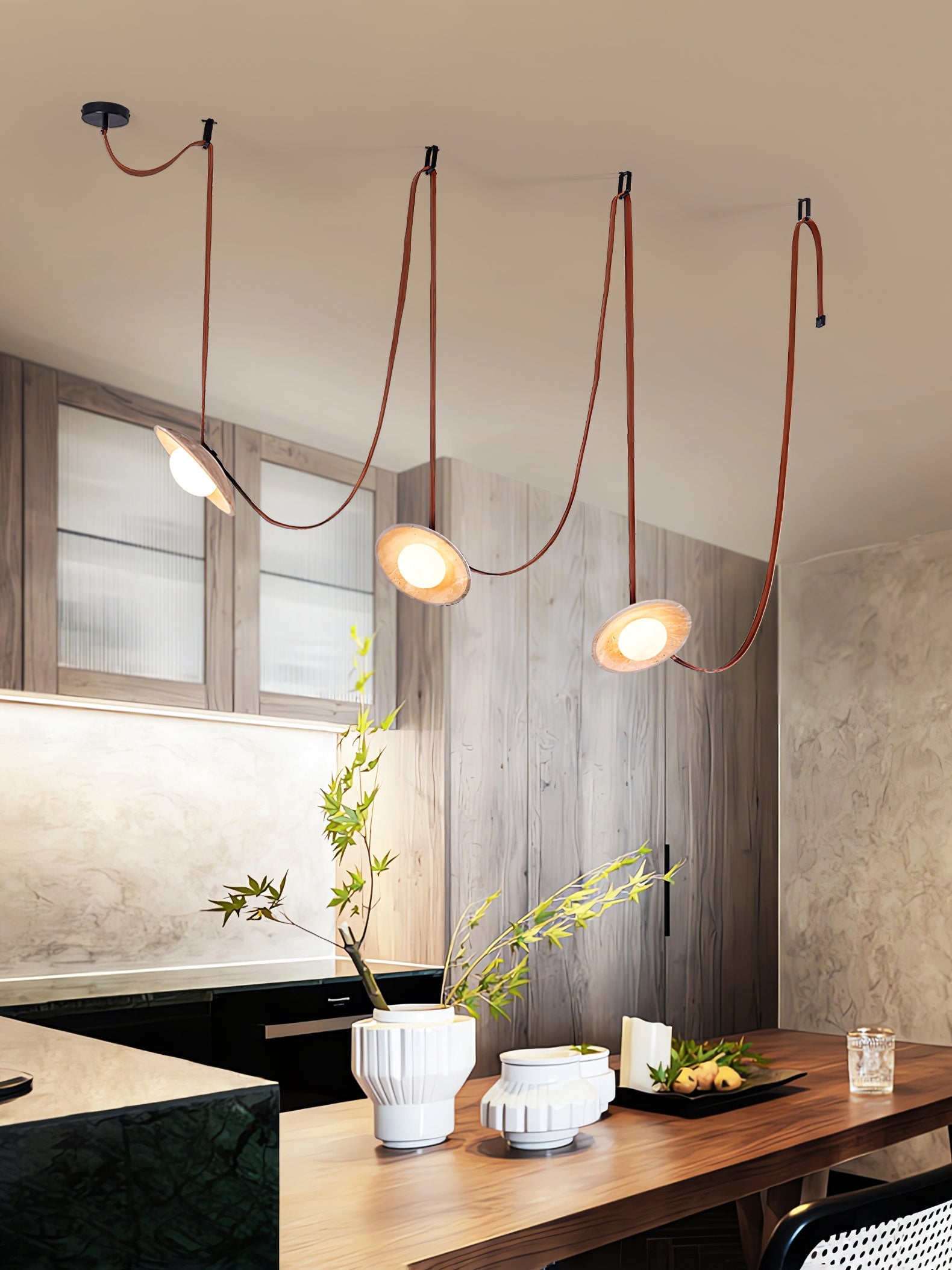 Ulsoryra Organic Travertine Pendant Light Cluster - Blowlighting