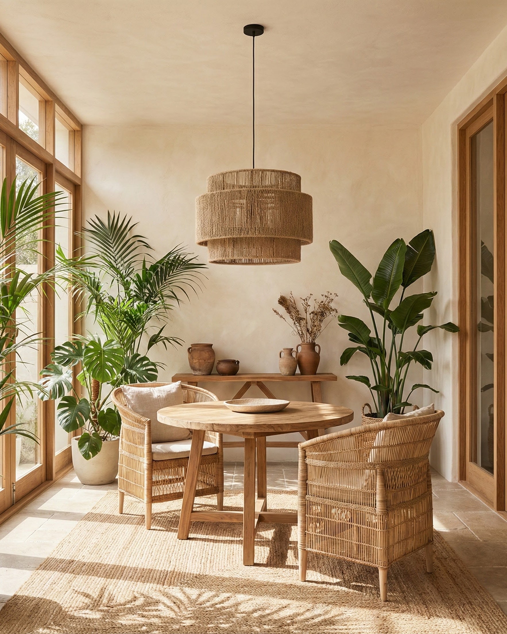 Woven Earthy Hemp Rope Pendant Lamp