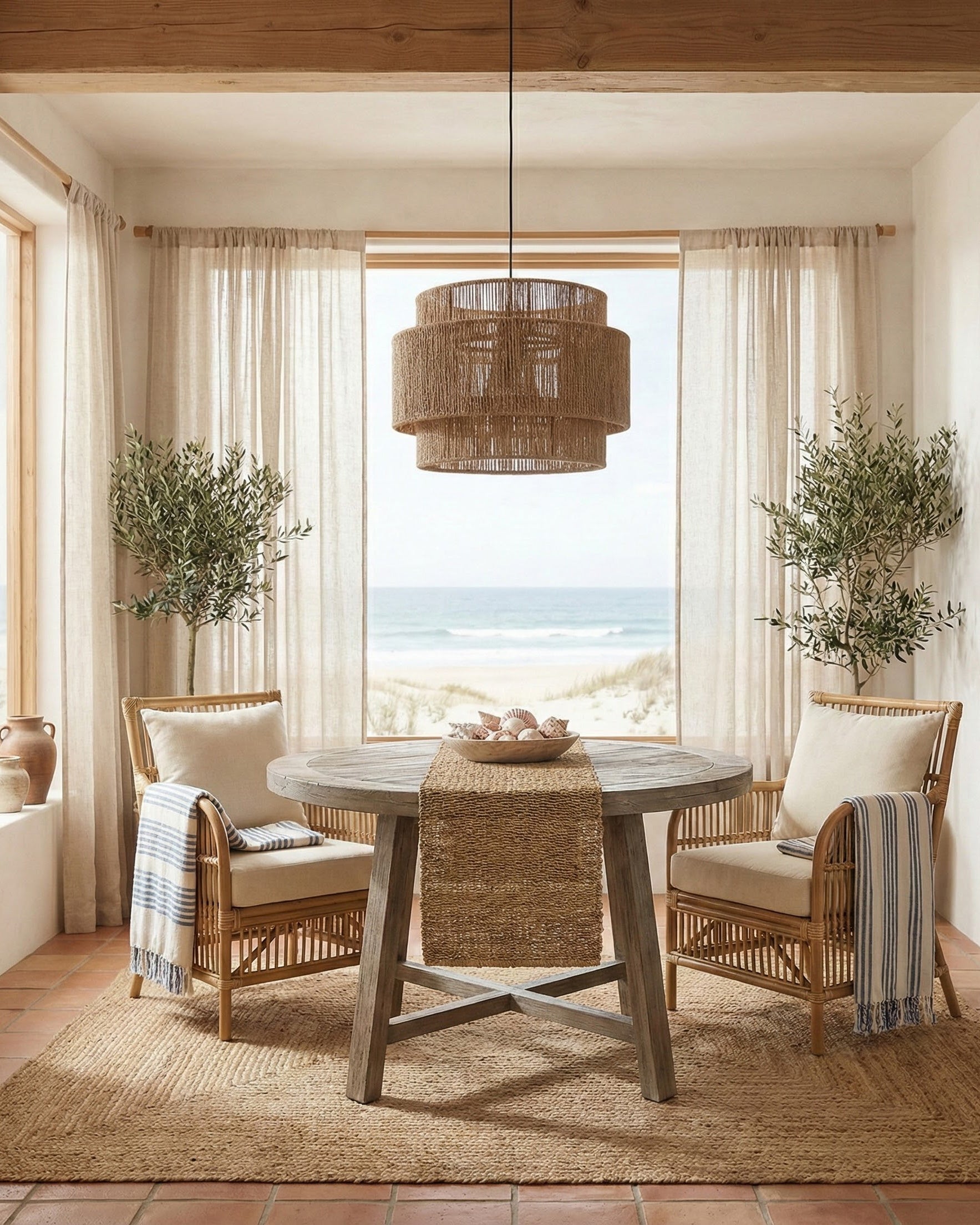 Woven Earthy Hemp Rope Pendant Lamp