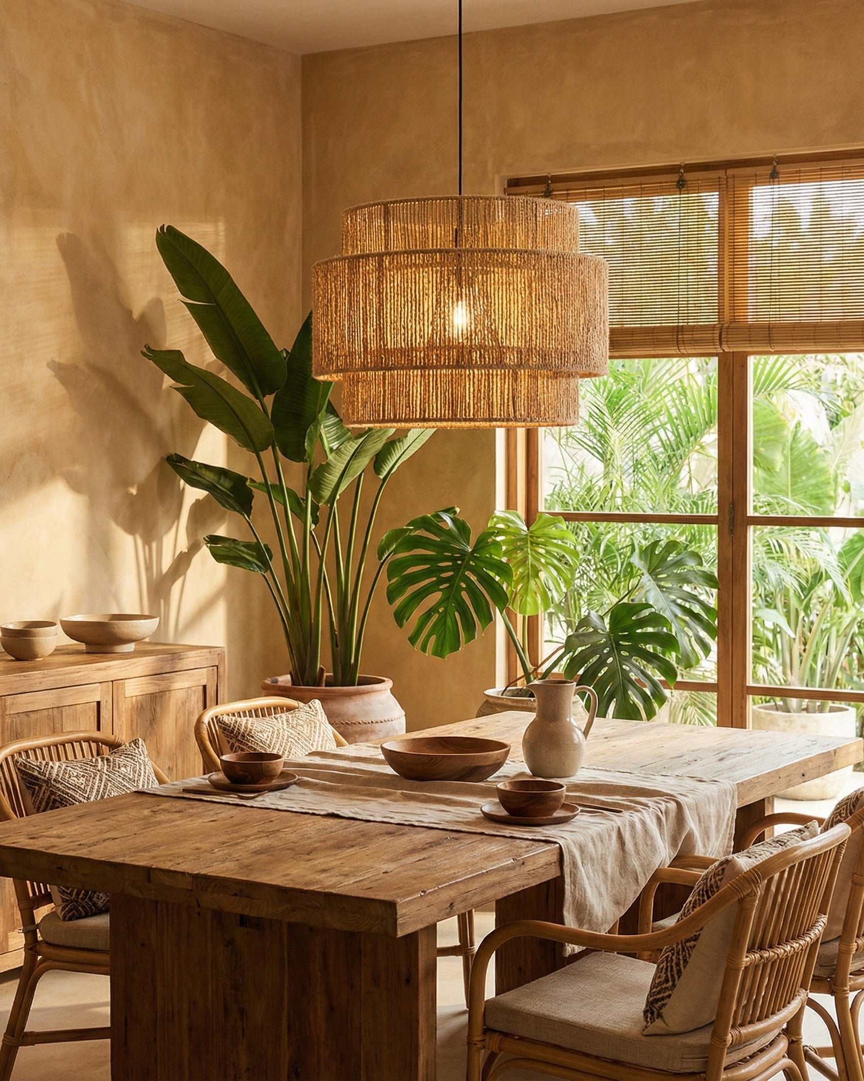 Woven Earthy Hemp Rope Pendant Lamp