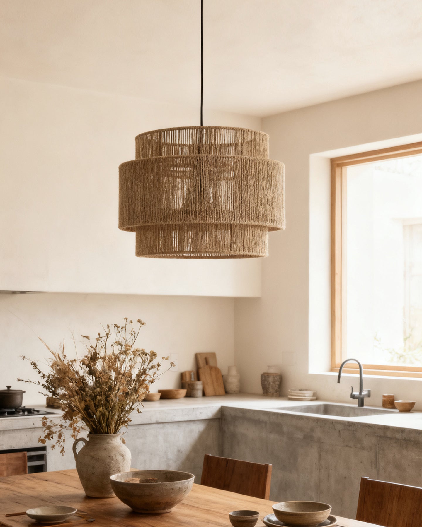 Woven Earthy Hemp Rope Pendant Lamp