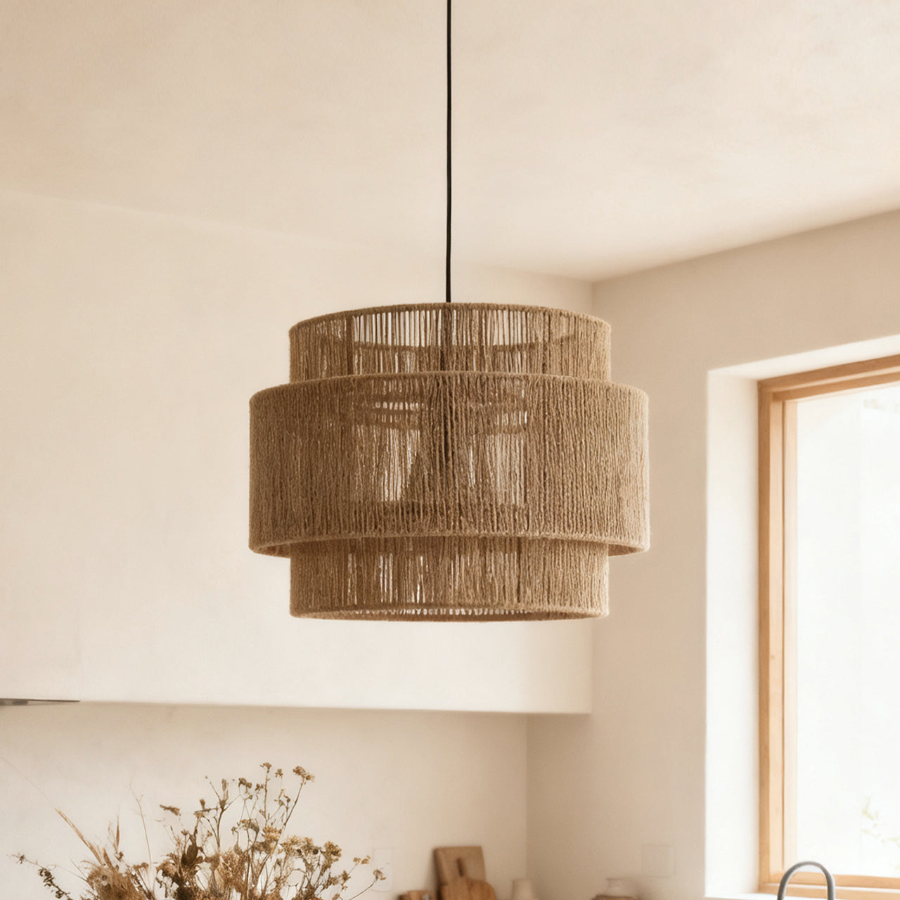 Woven Earthy Hemp Rope Pendant Lamp