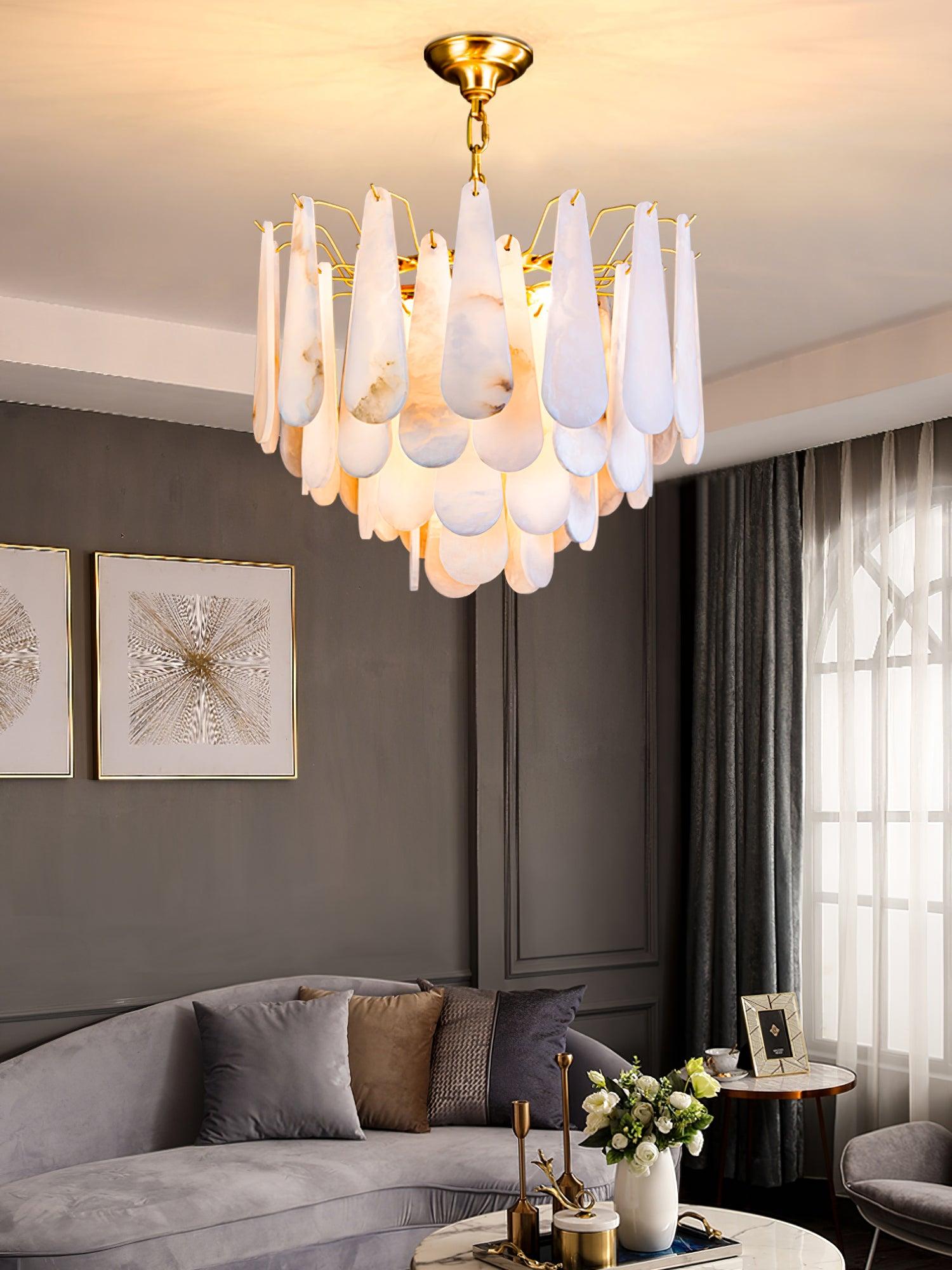 Ucararae Teardrop Alabaster Chandelier - Blowlighting