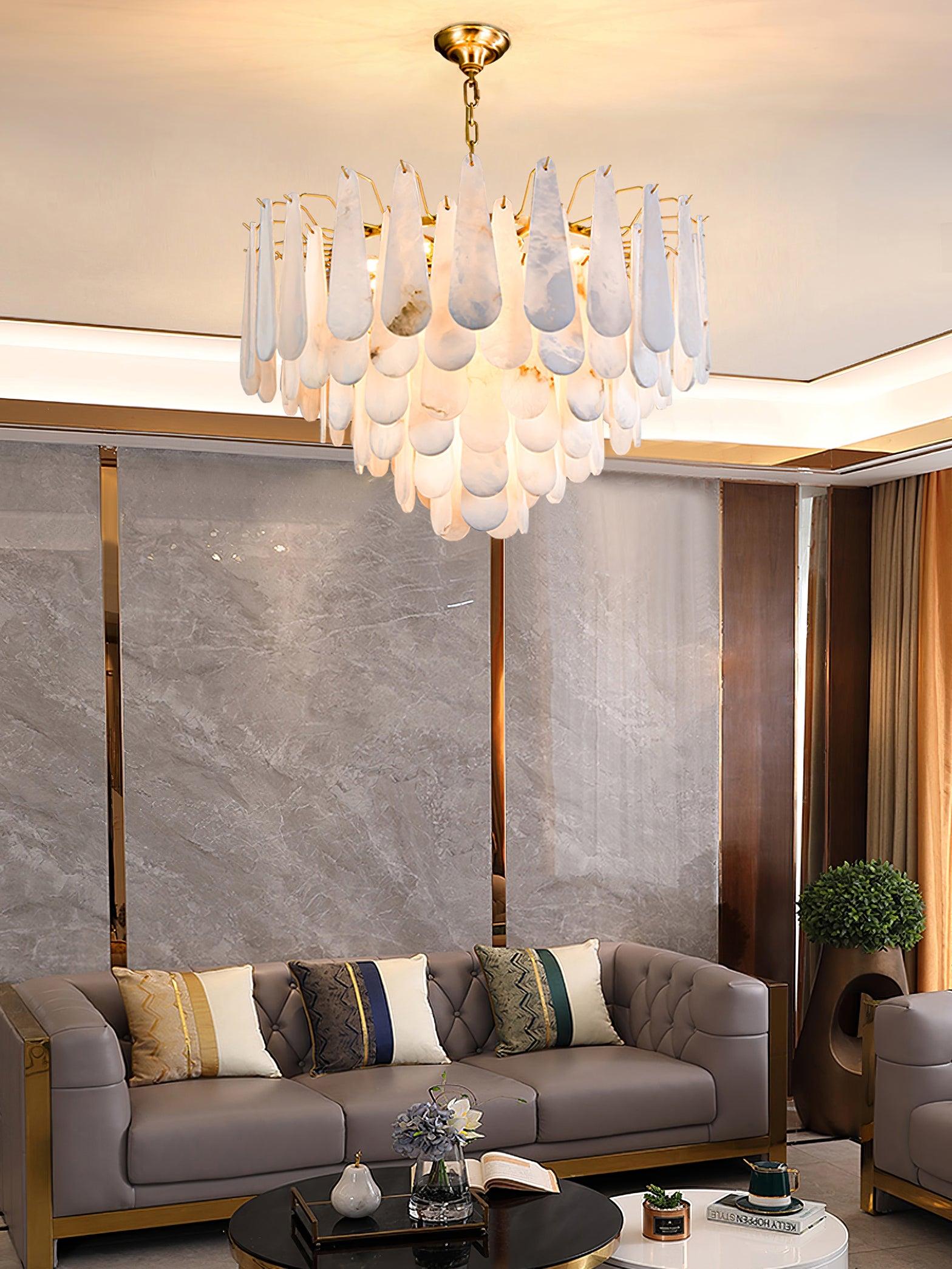 Ucararae Teardrop Alabaster Chandelier - Blowlighting