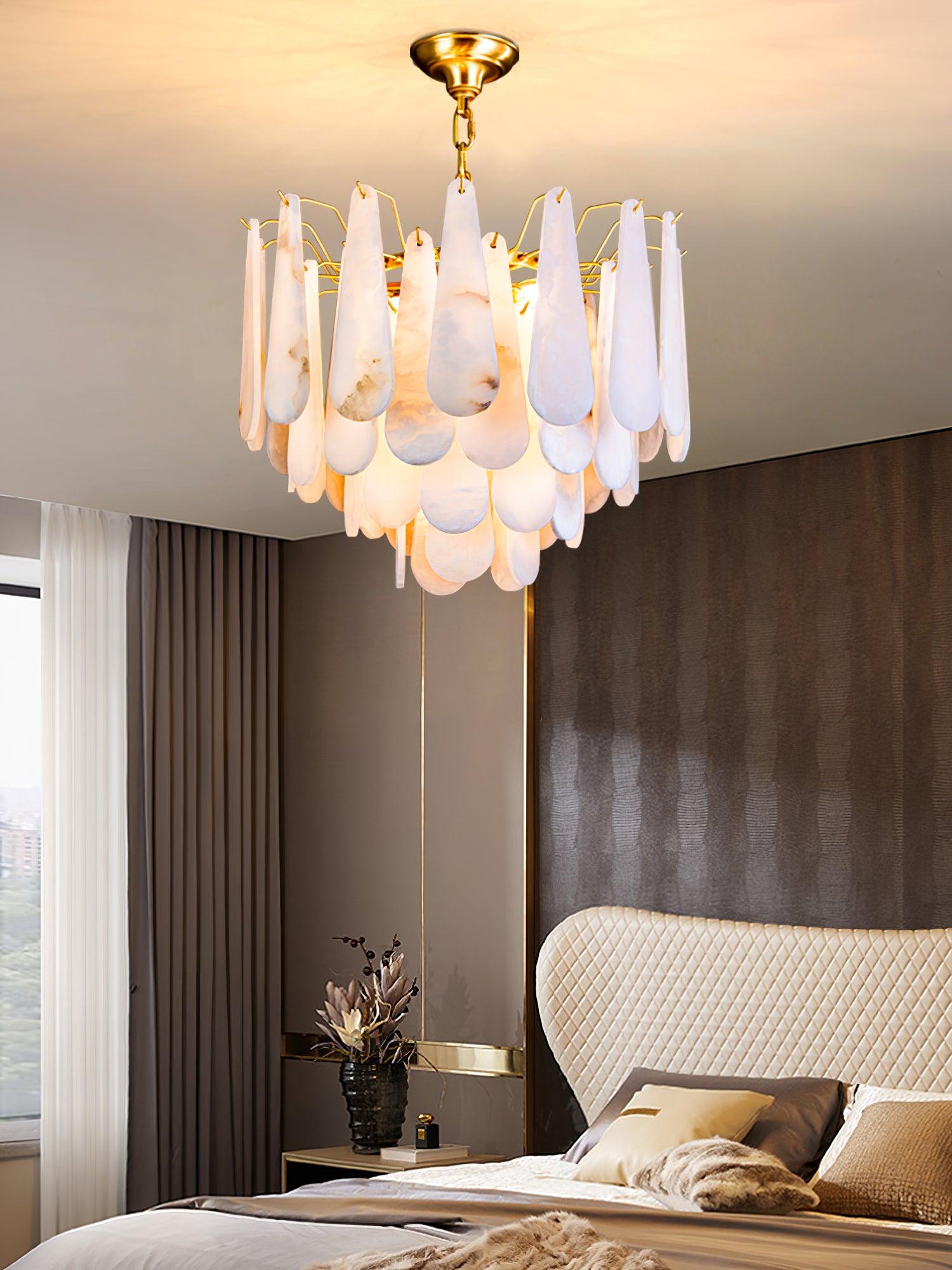 Ucararae Teardrop Alabaster Chandelier - Blowlighting